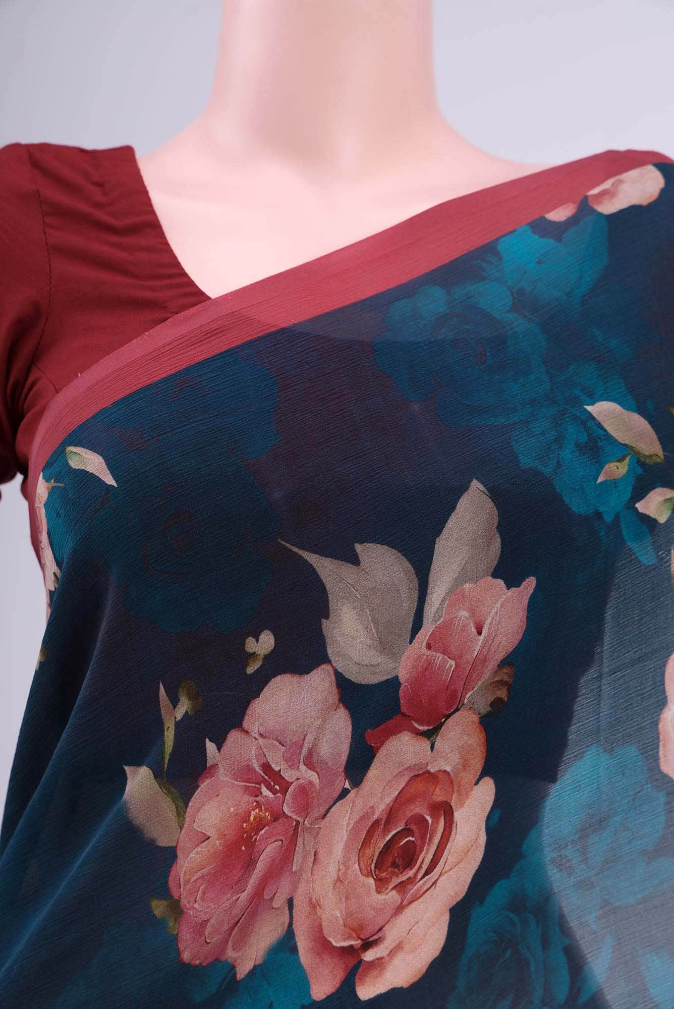 Navy Blue Chiffon Saree