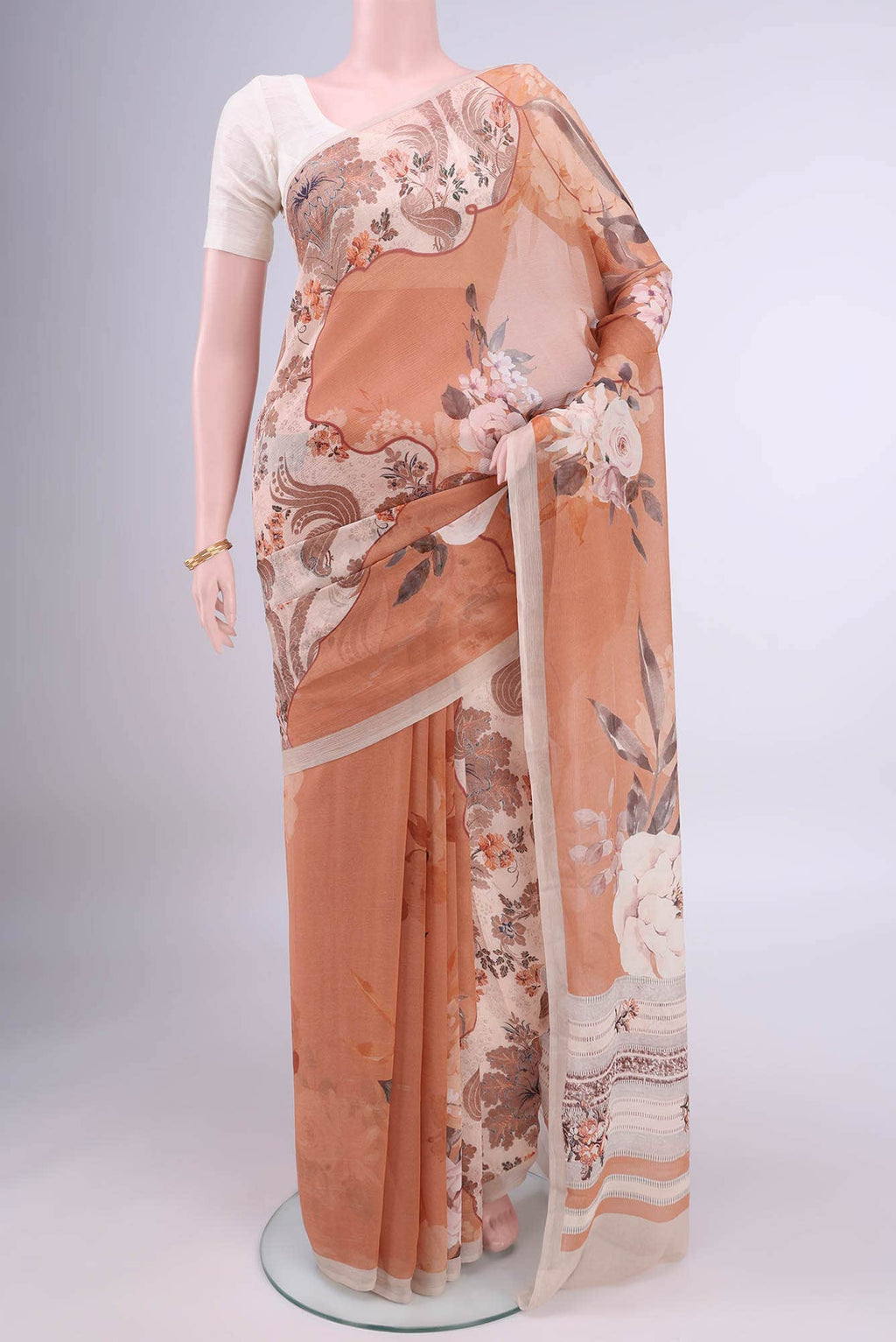 Bronze Mysore Chiffon Saree