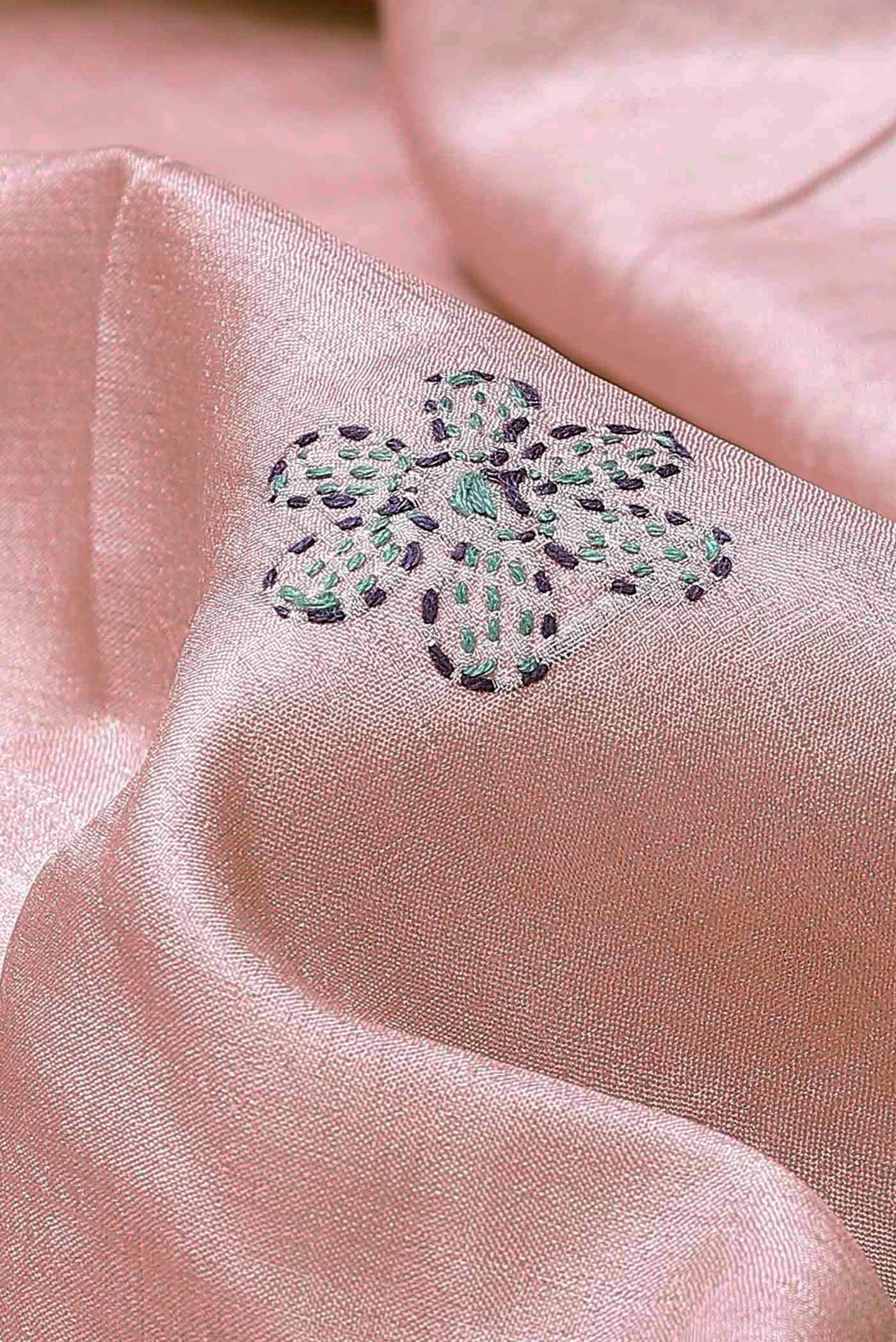 Rose Gold Tussar Silk Saree