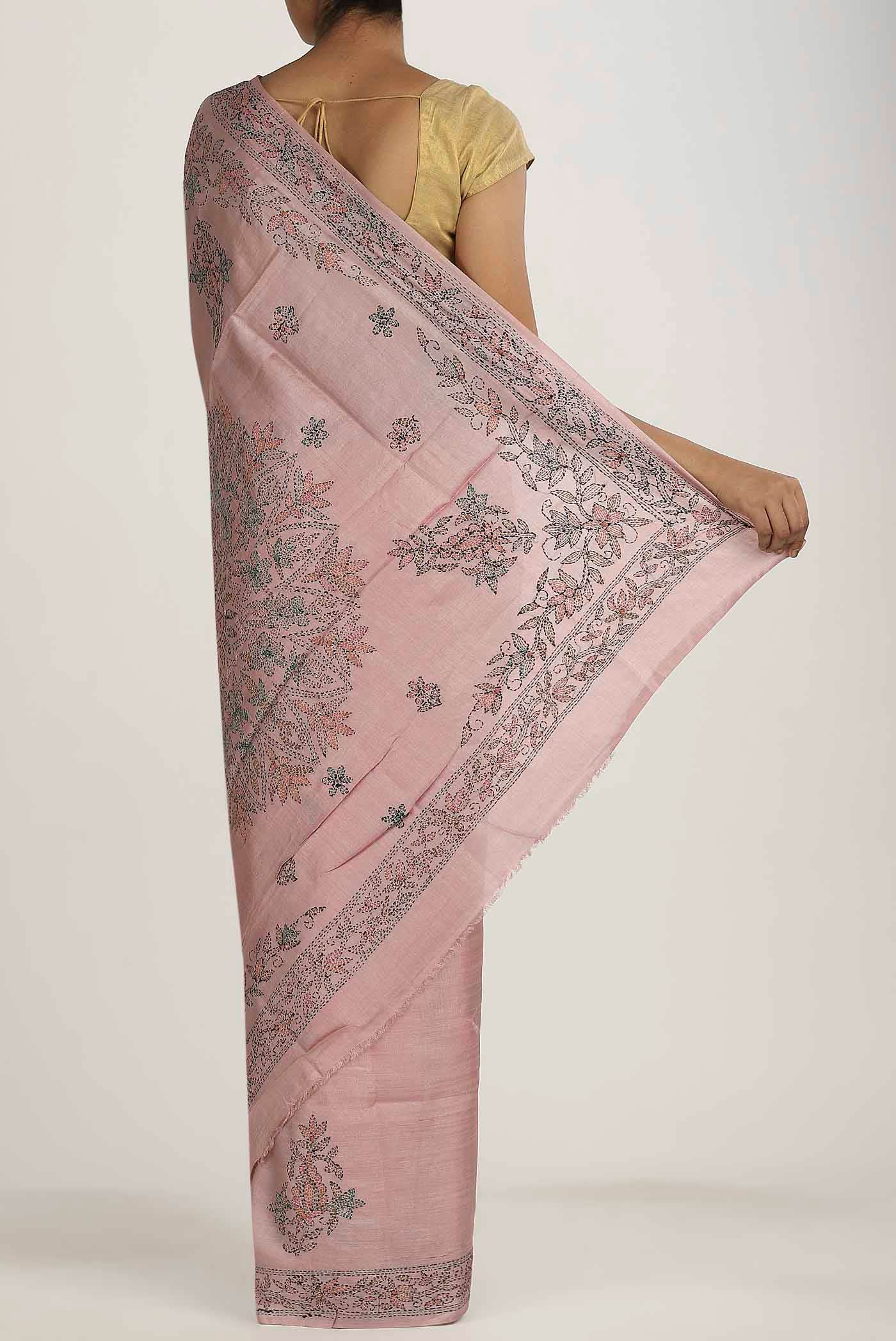 Rose Gold Tussar Silk Saree