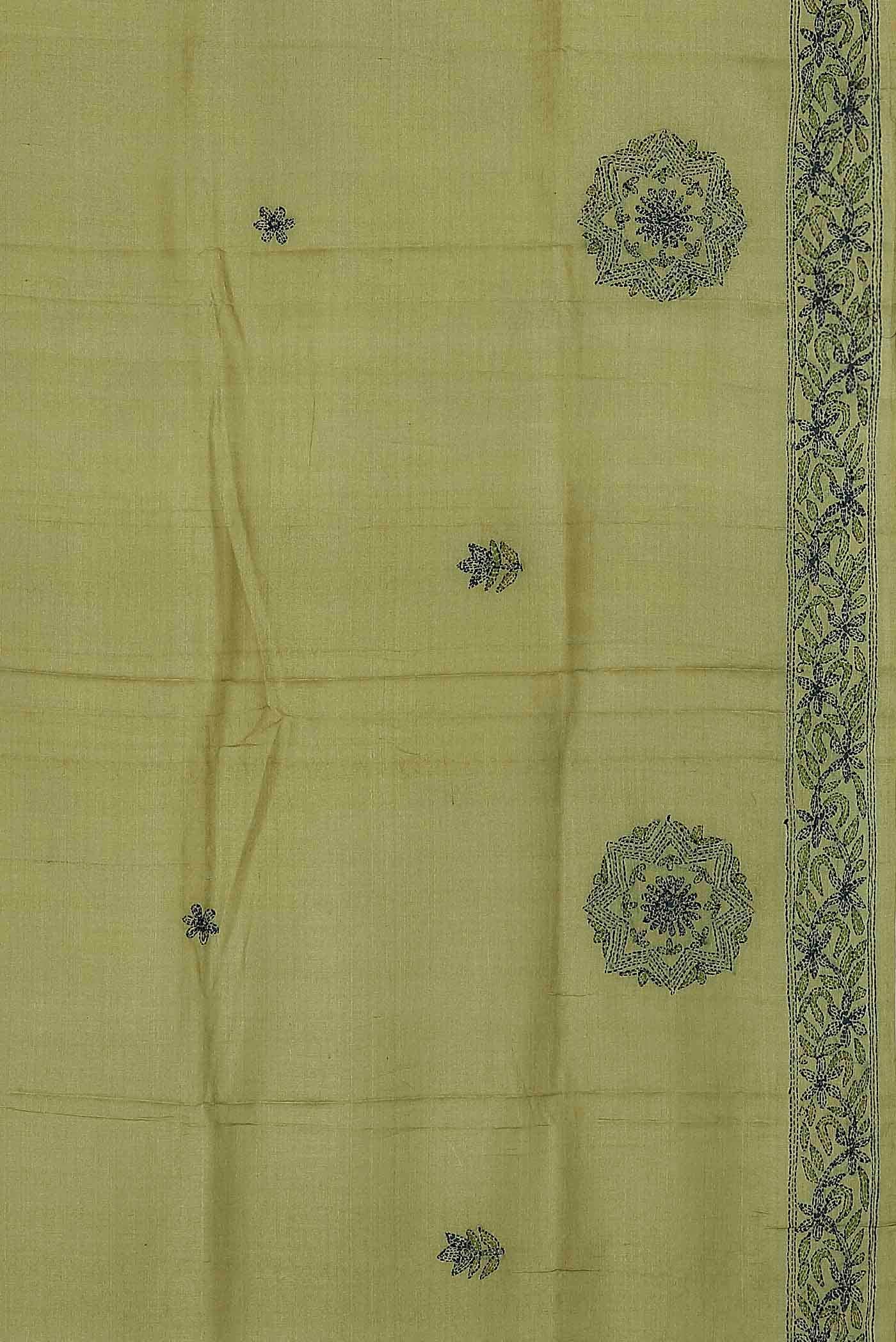 Green Tussar Silk Saree