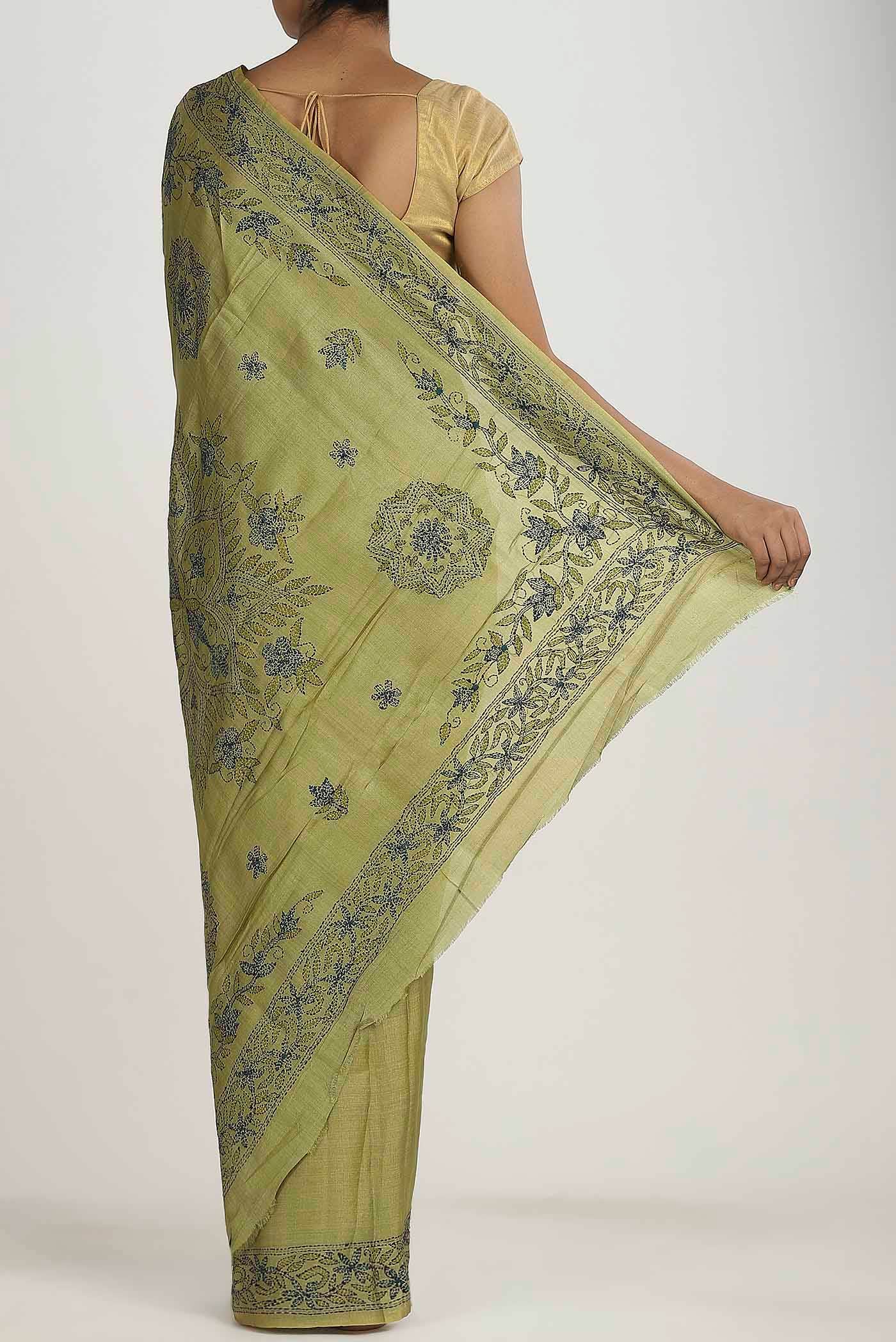 Green Tussar Silk Saree