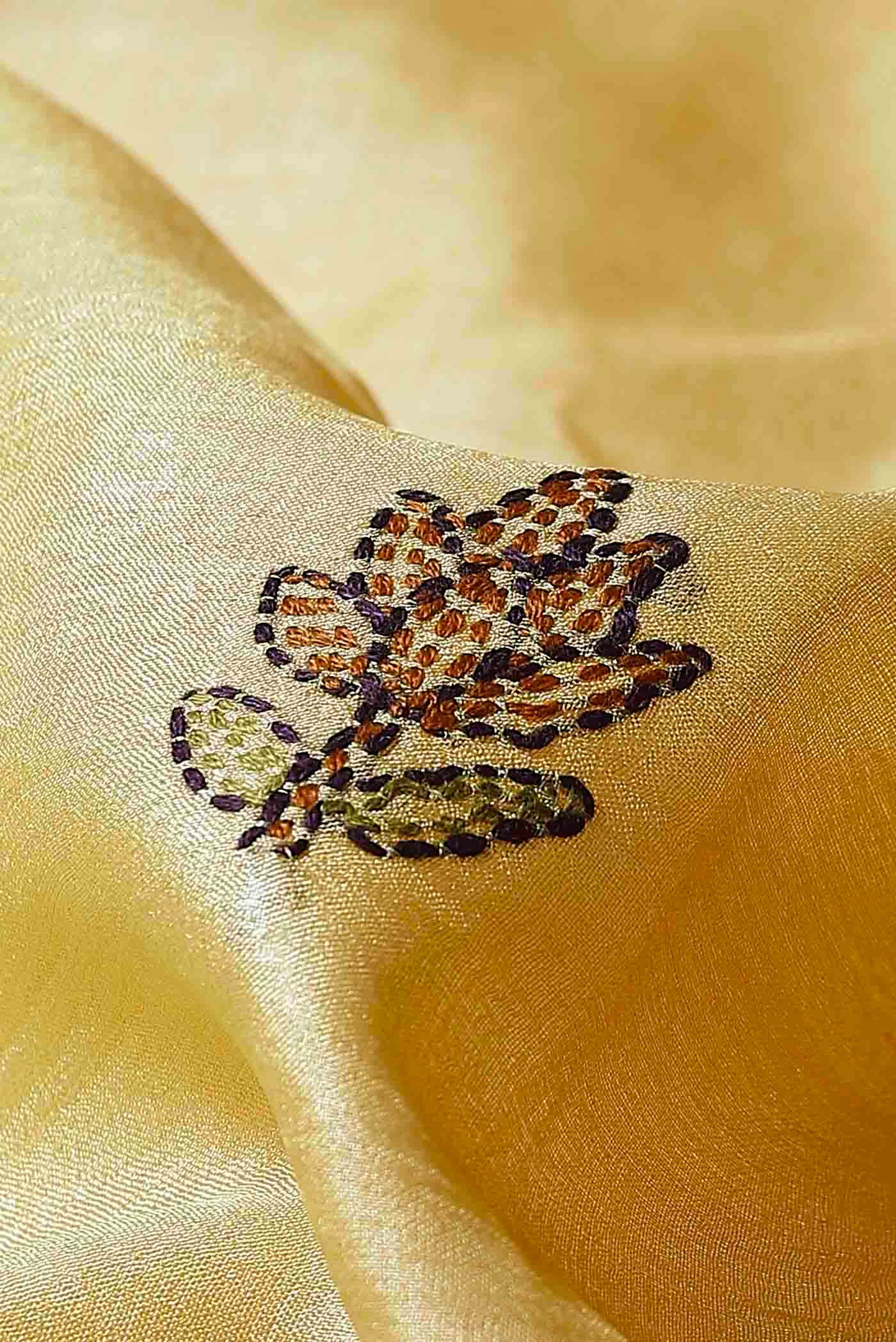 Yellow Tussar Silk Saree