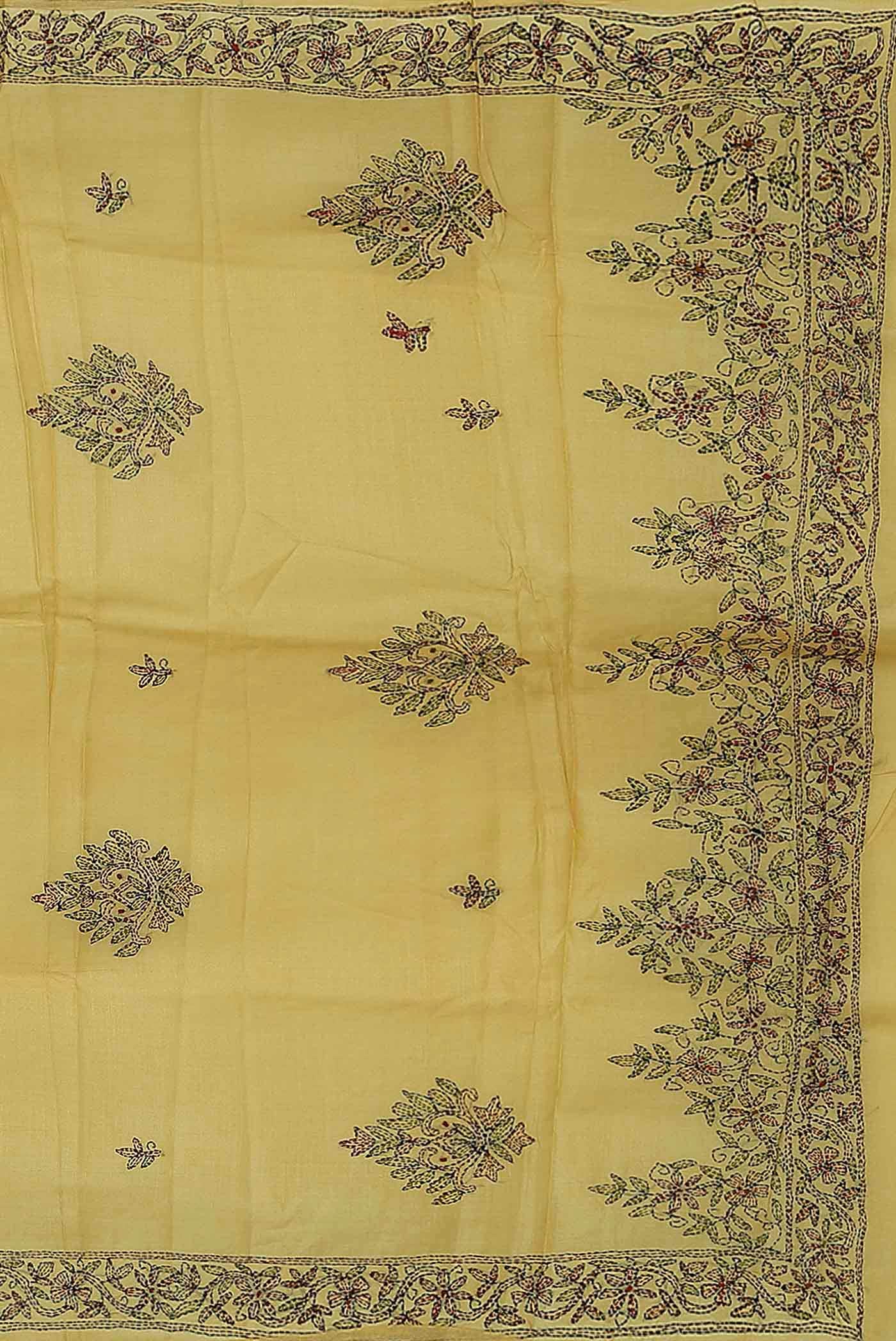 Yellow Tussar Silk Saree