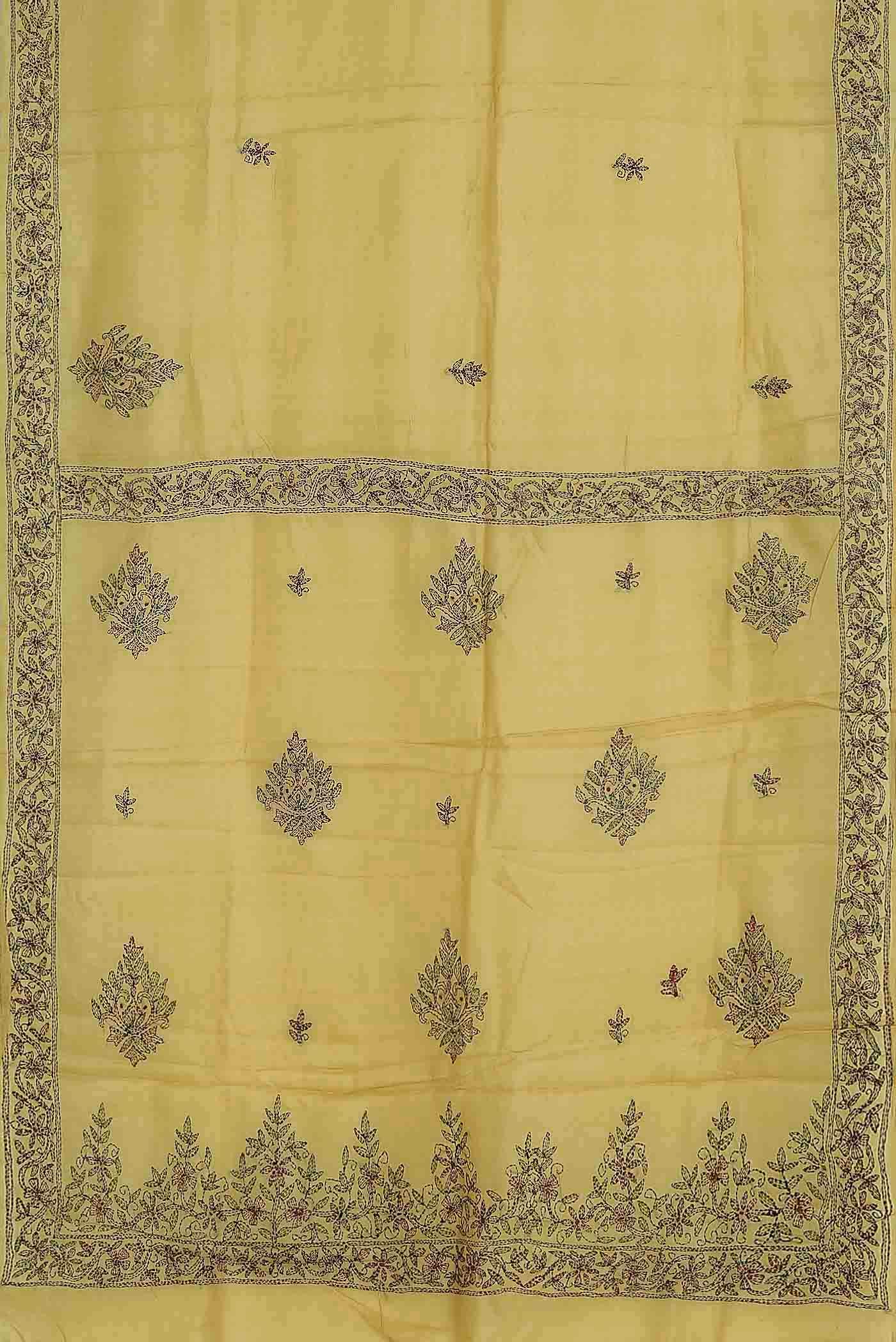 Yellow Tussar Silk Saree