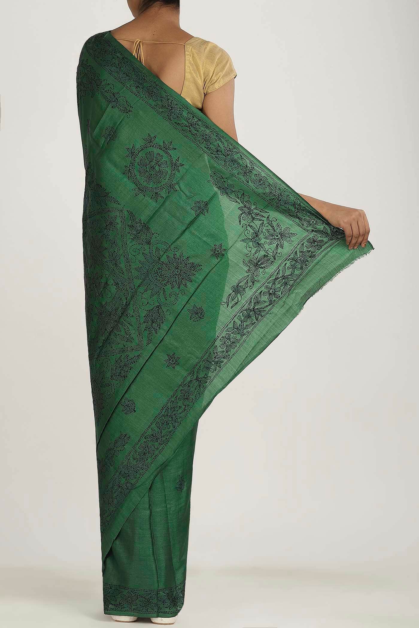 Green Tussar Silk Saree
