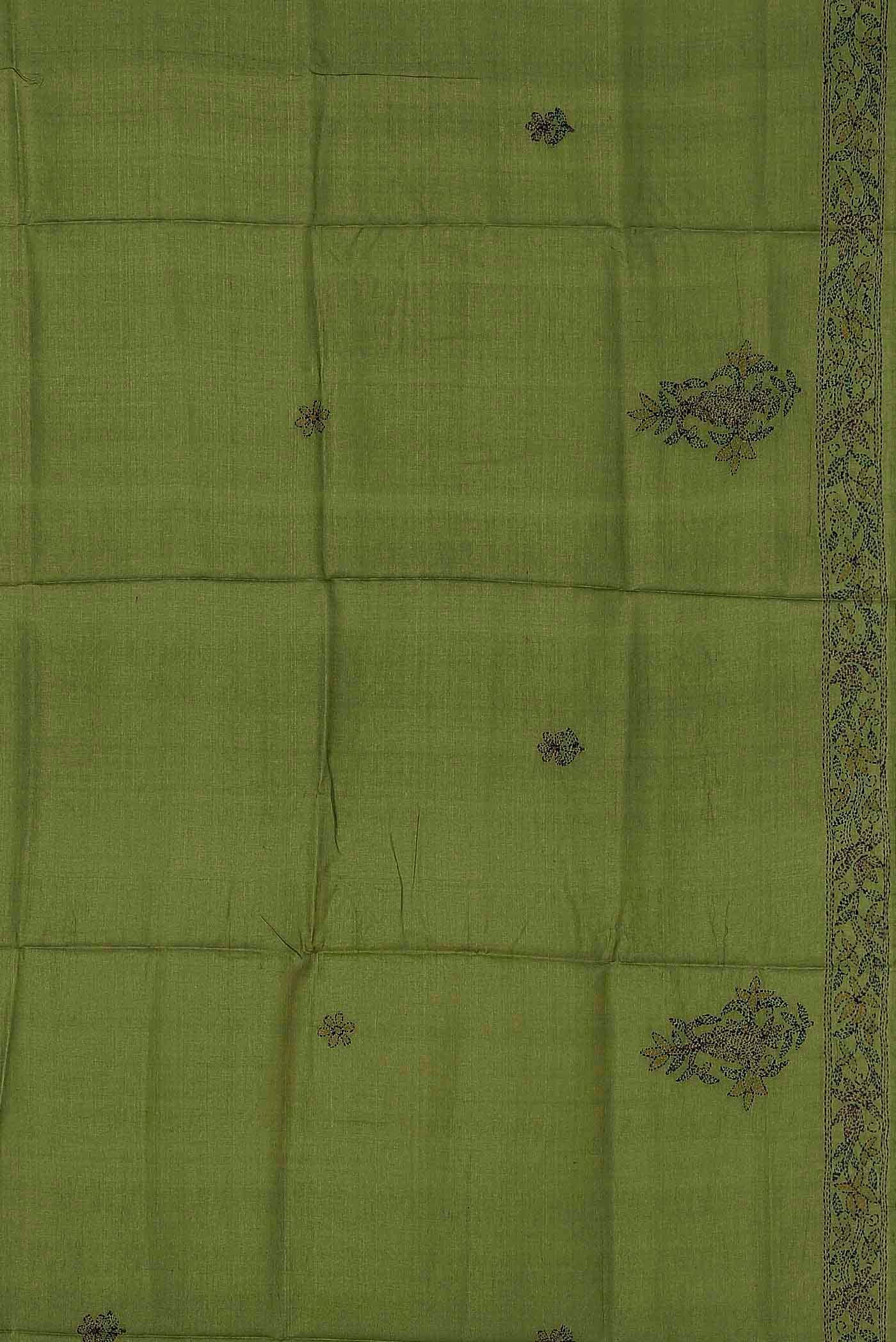 Green Chanderi Silk Cotton Saree
