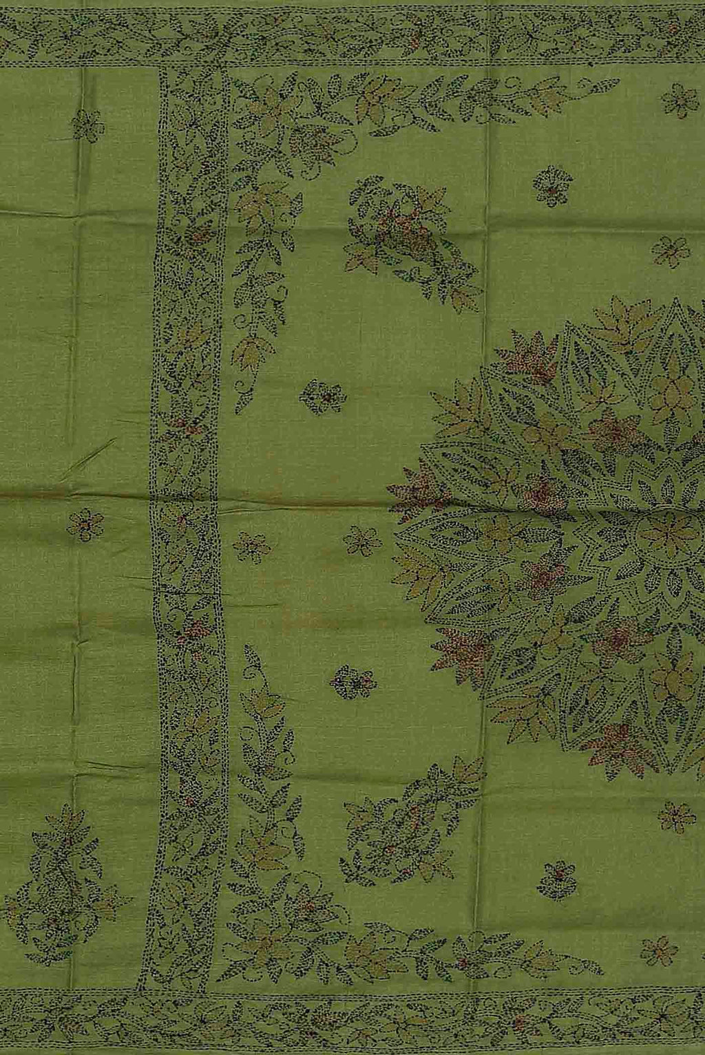 Green Chanderi Silk Cotton Saree