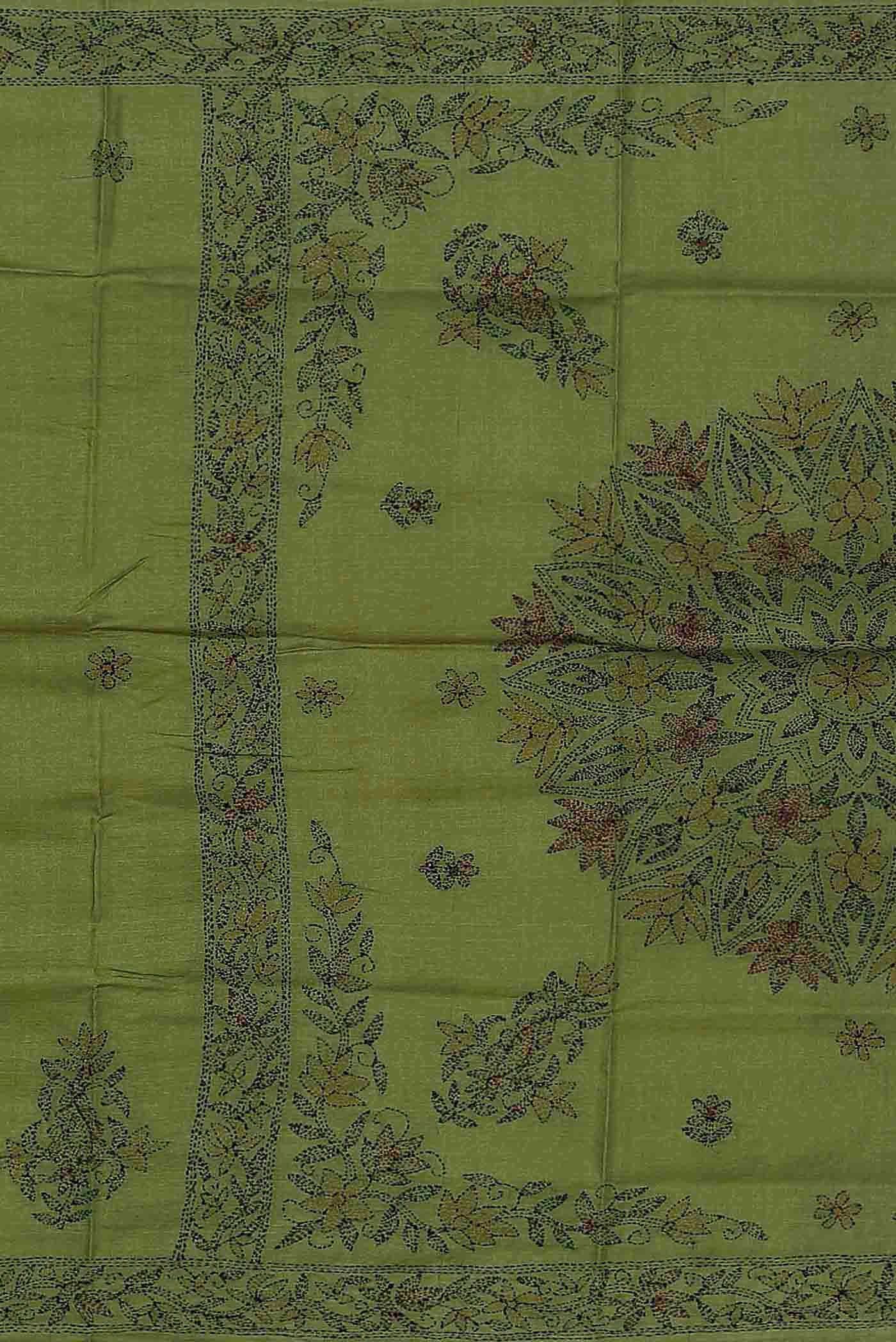 Green Chanderi Silk Cotton Saree
