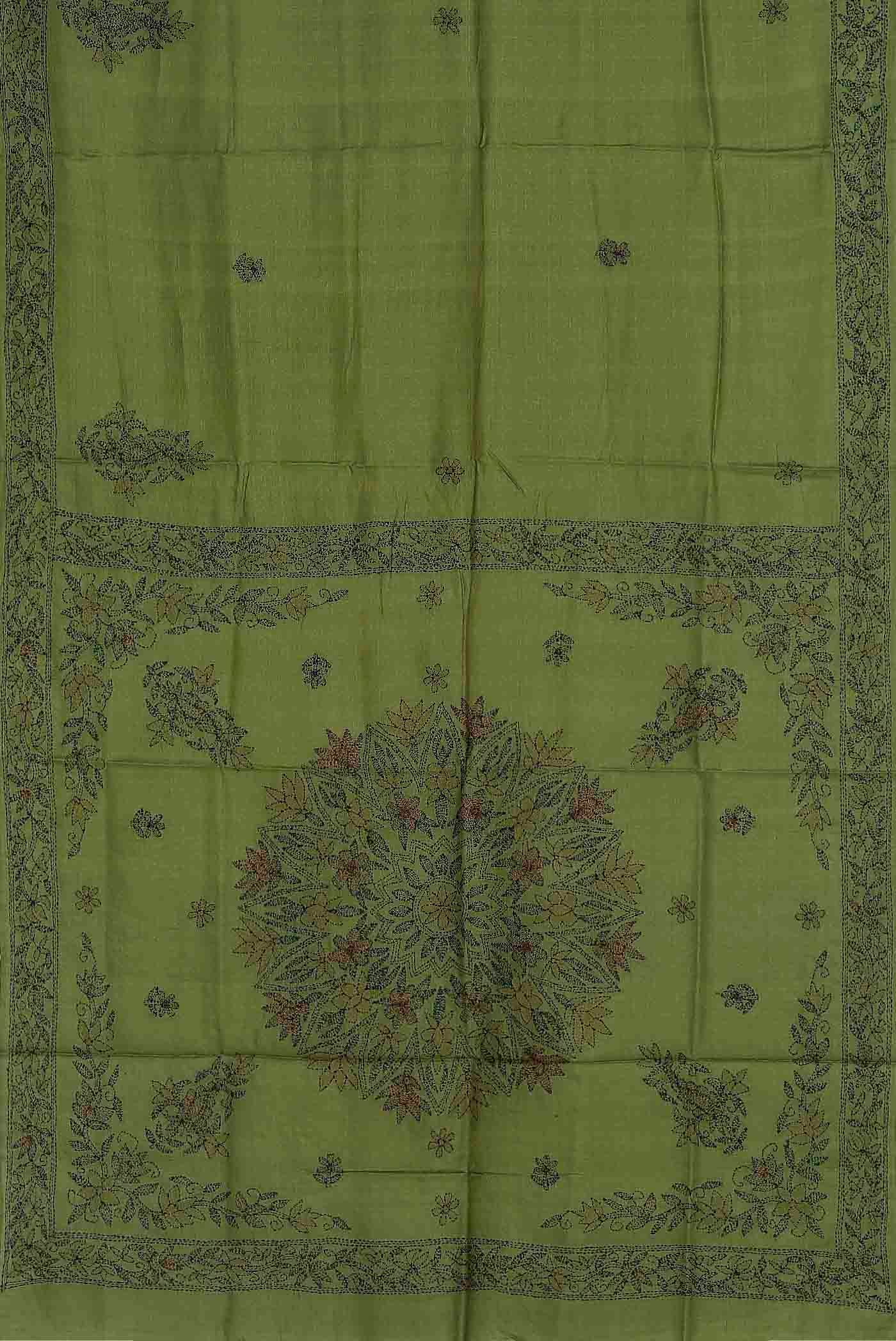 Green Chanderi Silk Cotton Saree