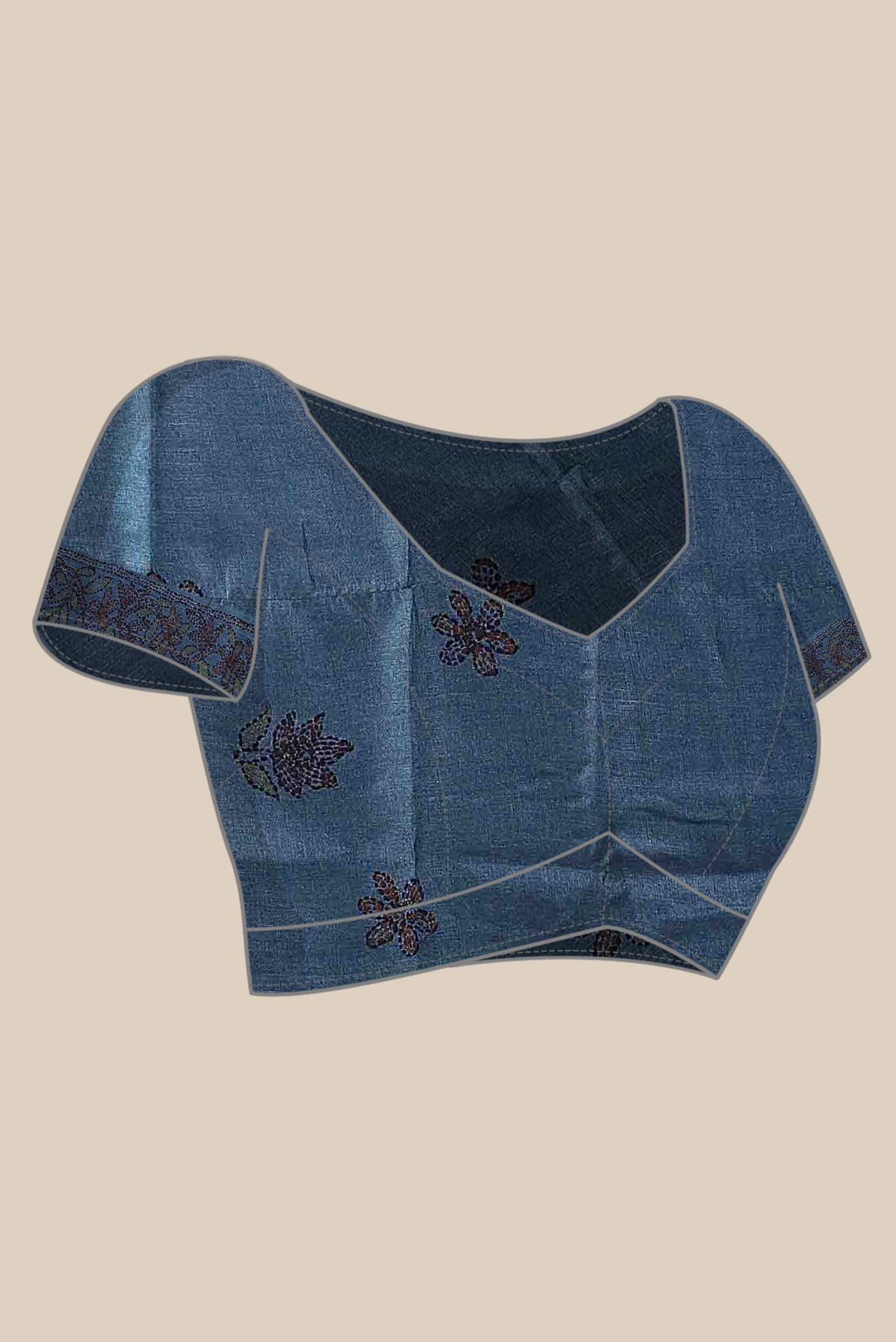 Blue Tussar Silk Saree
