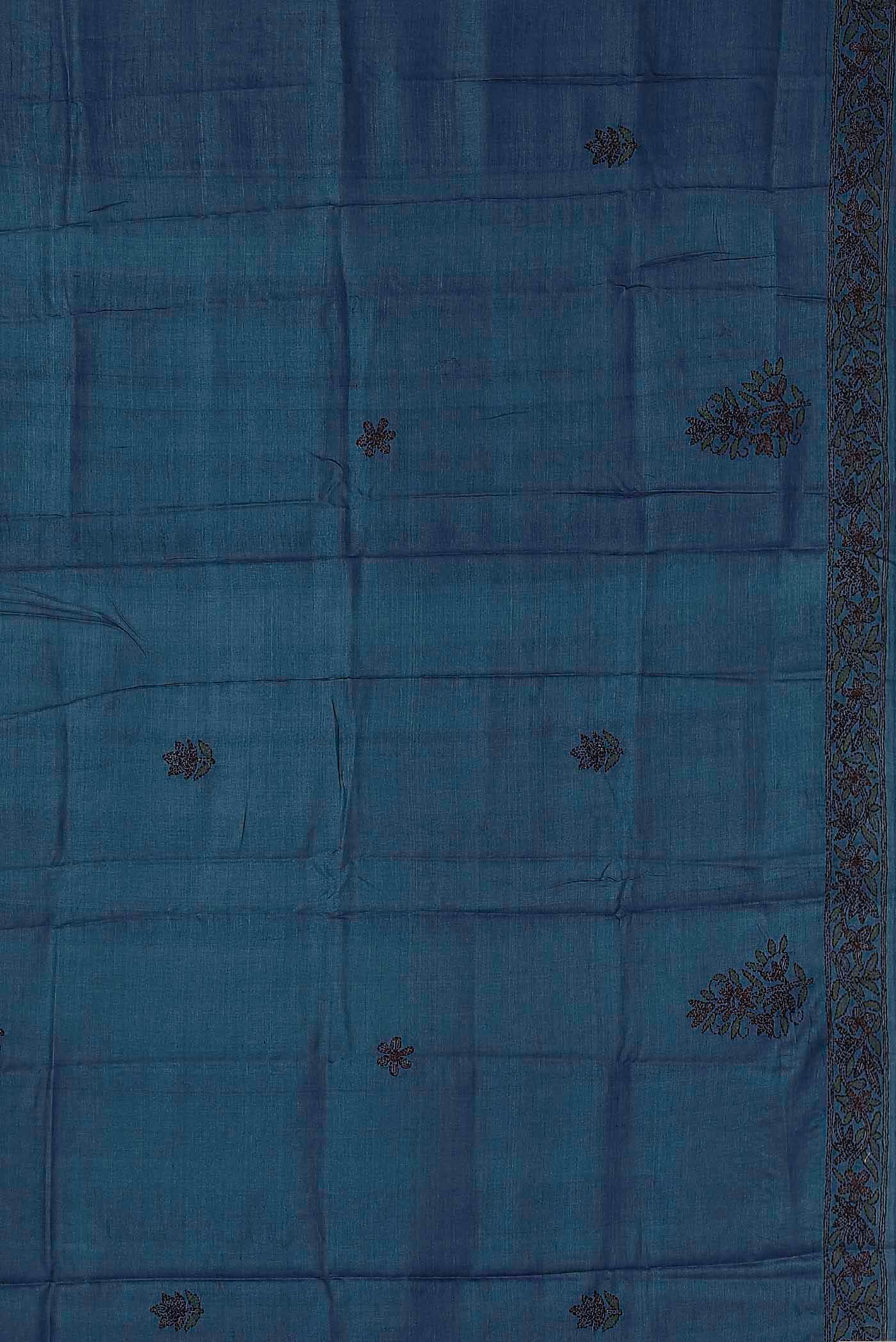 Blue Tussar Silk Saree