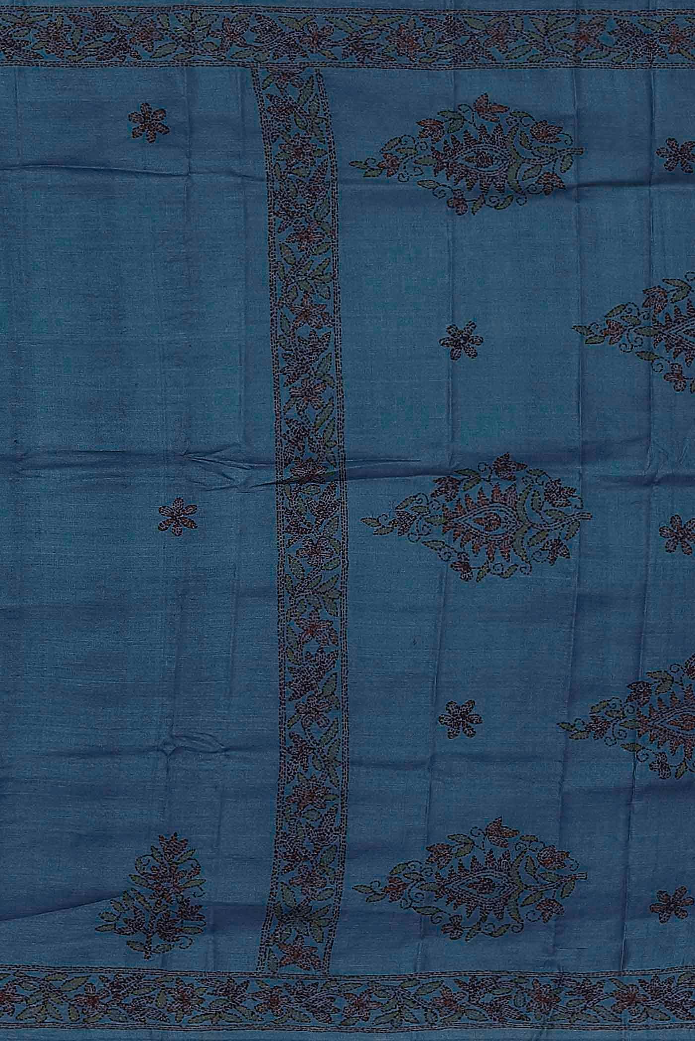 Blue Tussar Silk Saree