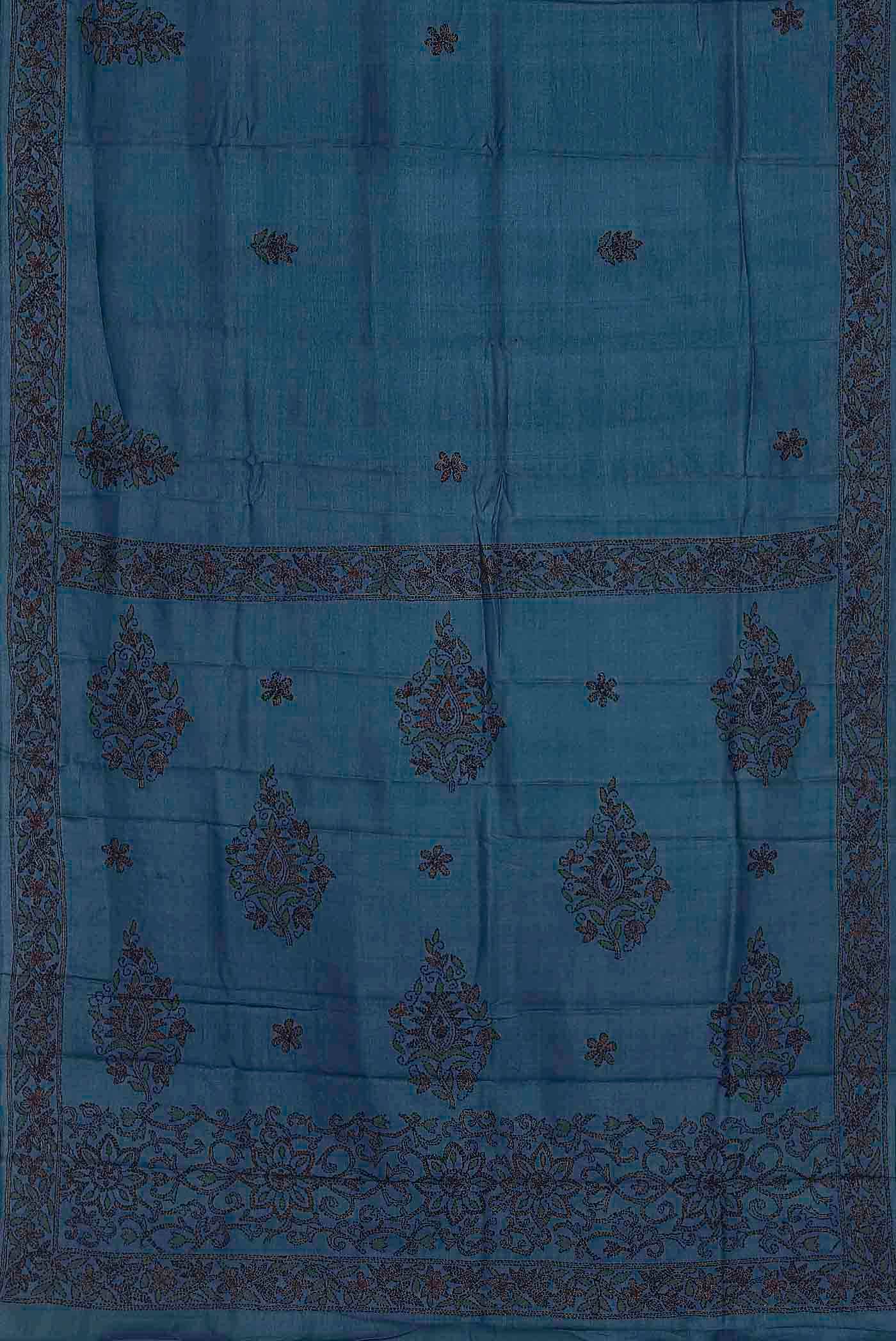 Blue Tussar Silk Saree