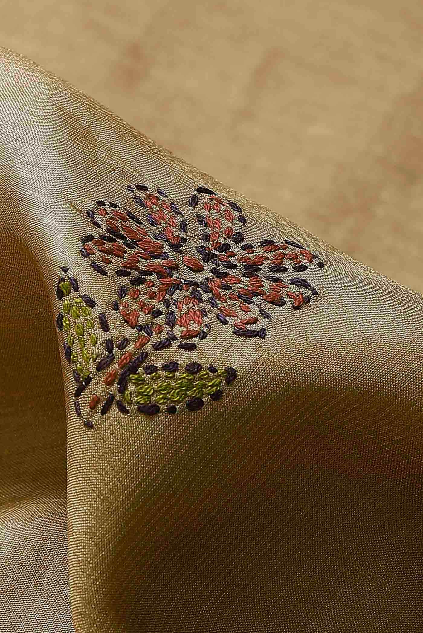 Brown Tussar Silk Saree