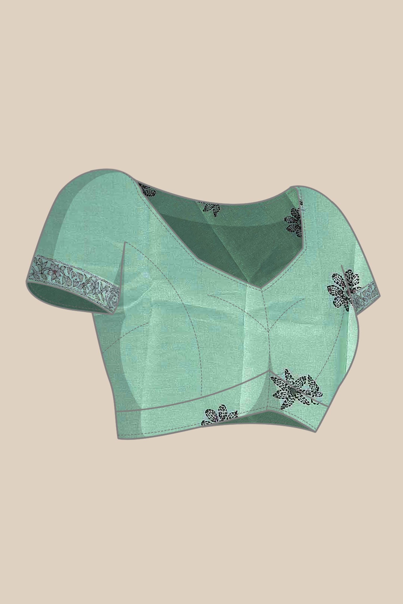 Sea Green Tussar Silk Saree