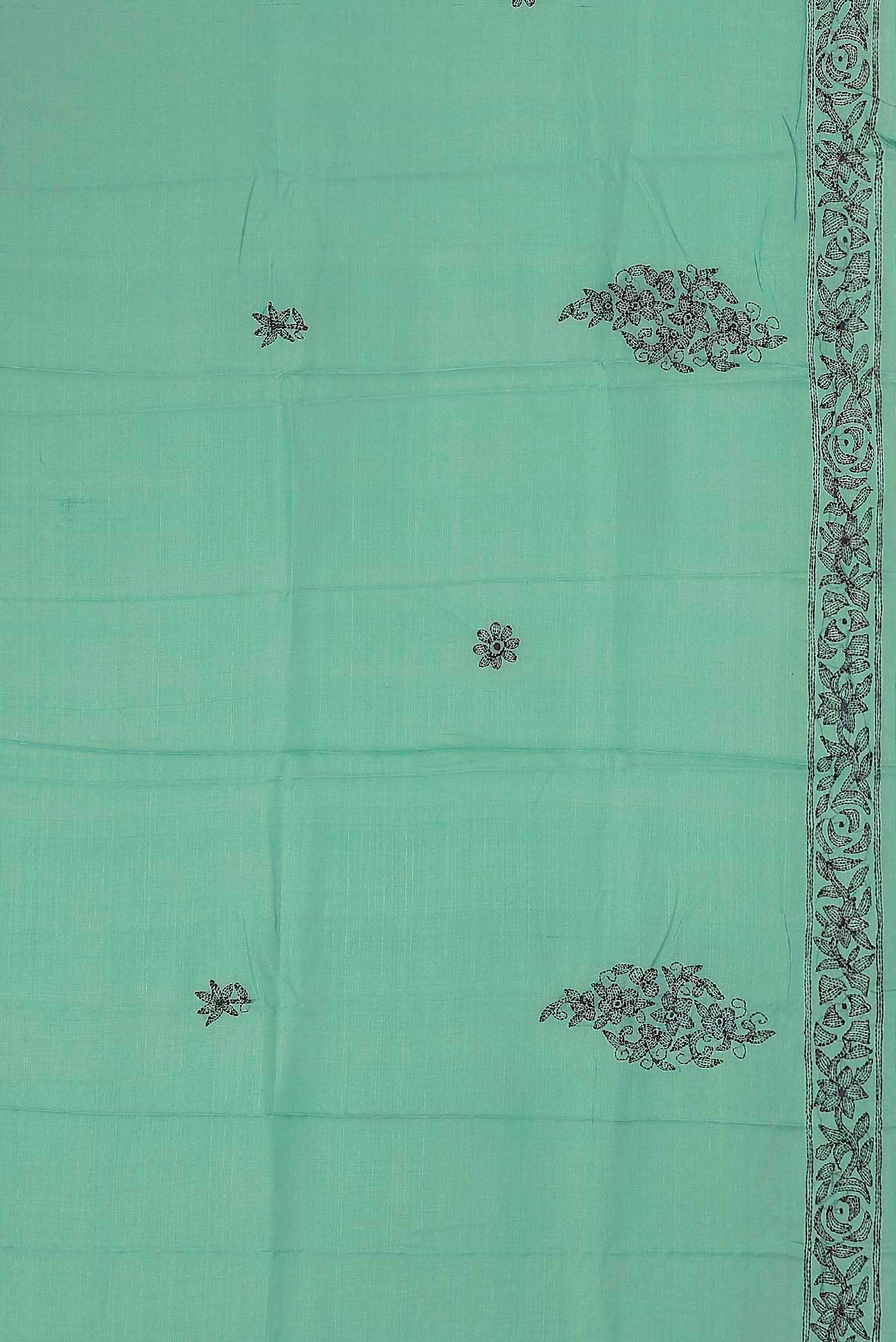 Sea Green Tussar Silk Saree