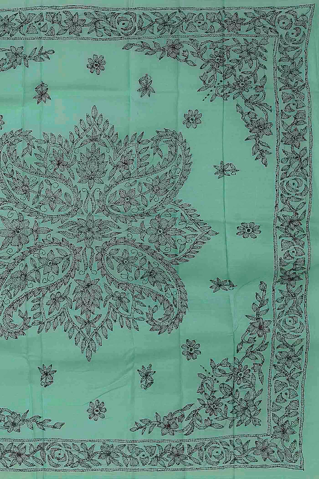 Sea Green Tussar Silk Saree