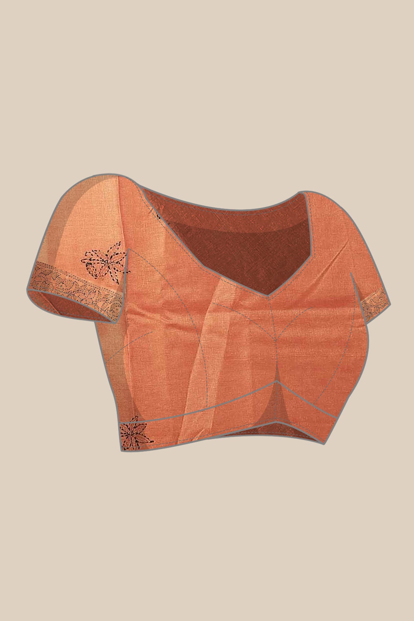 Orange Tussar Silk Saree