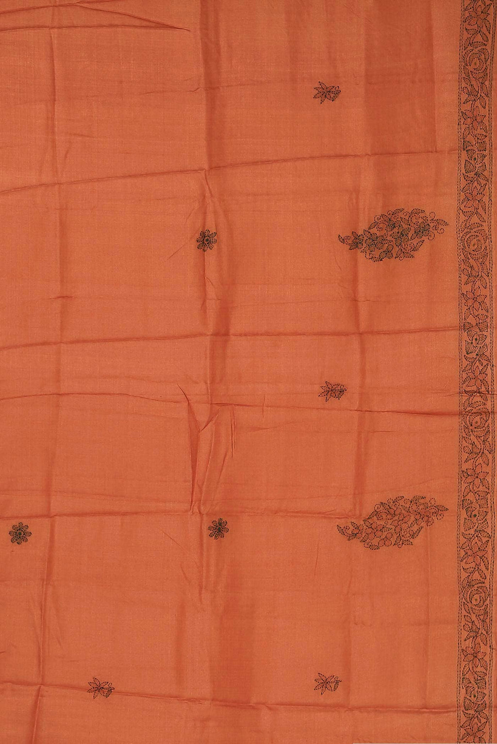 Orange Tussar Silk Saree