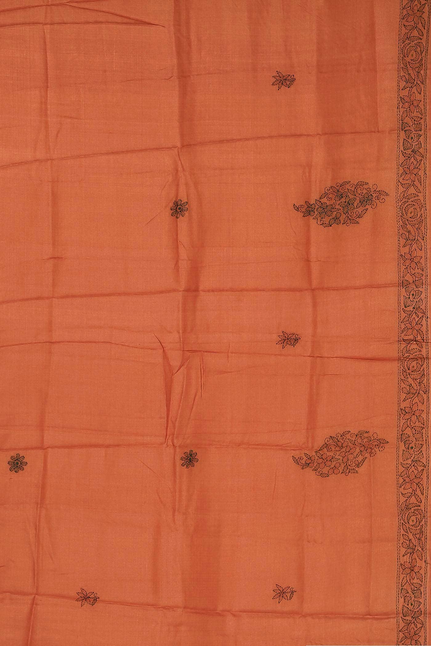 Orange Tussar Silk Saree