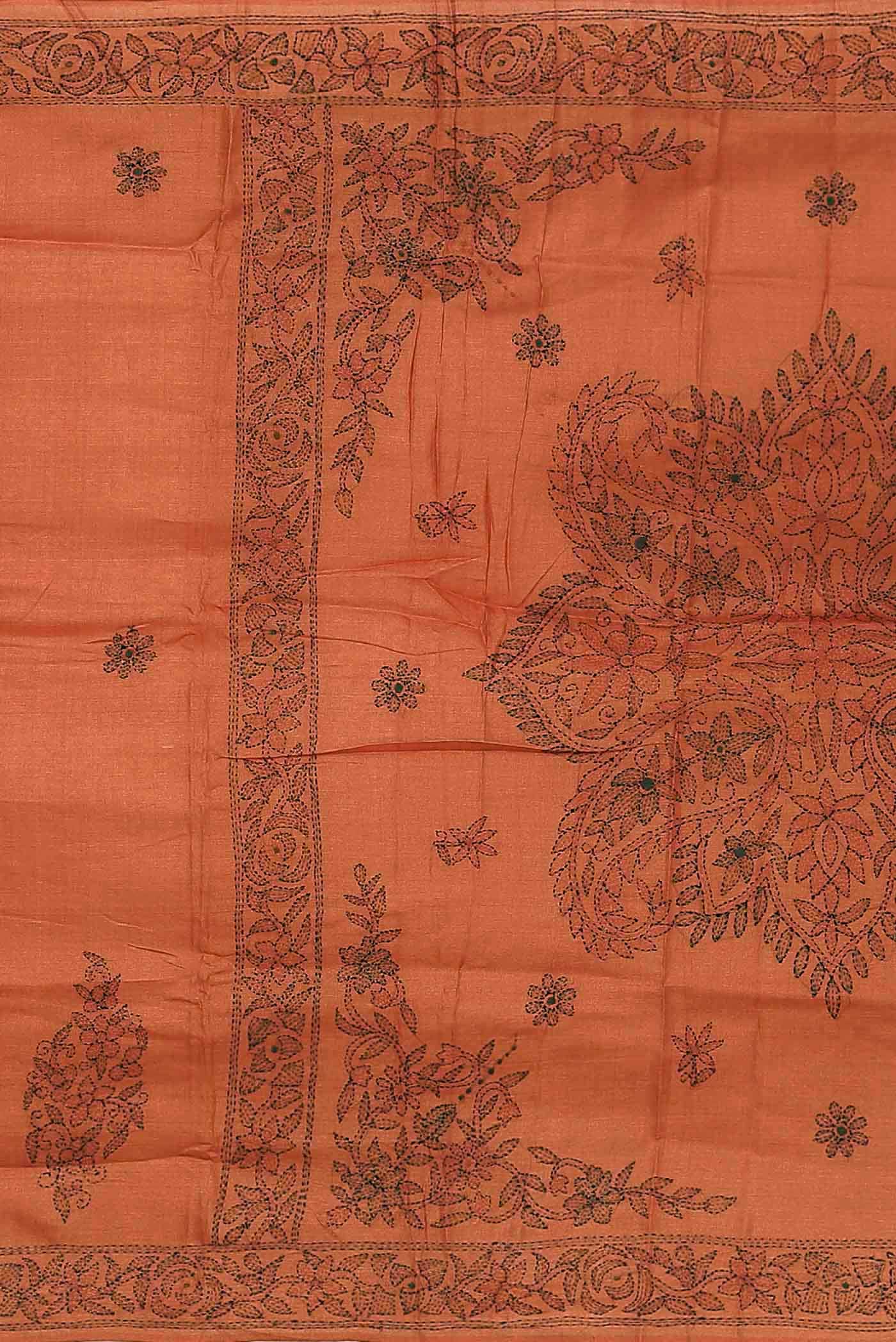 Orange Tussar Silk Saree