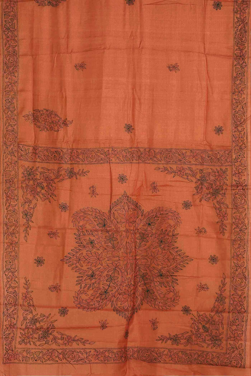 Orange Tussar Silk Saree