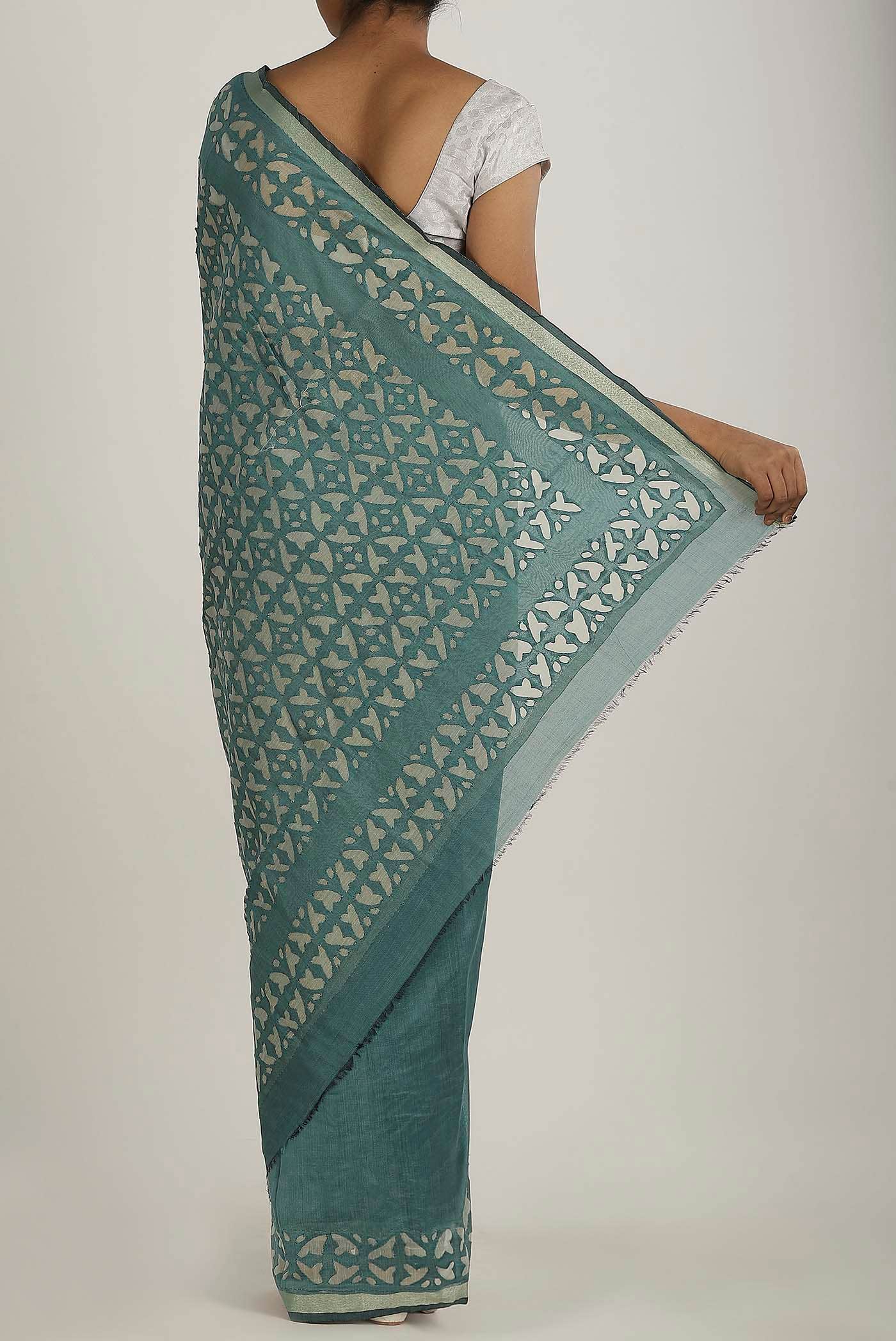 Sage Green Chanderi Silk Cotton Saree