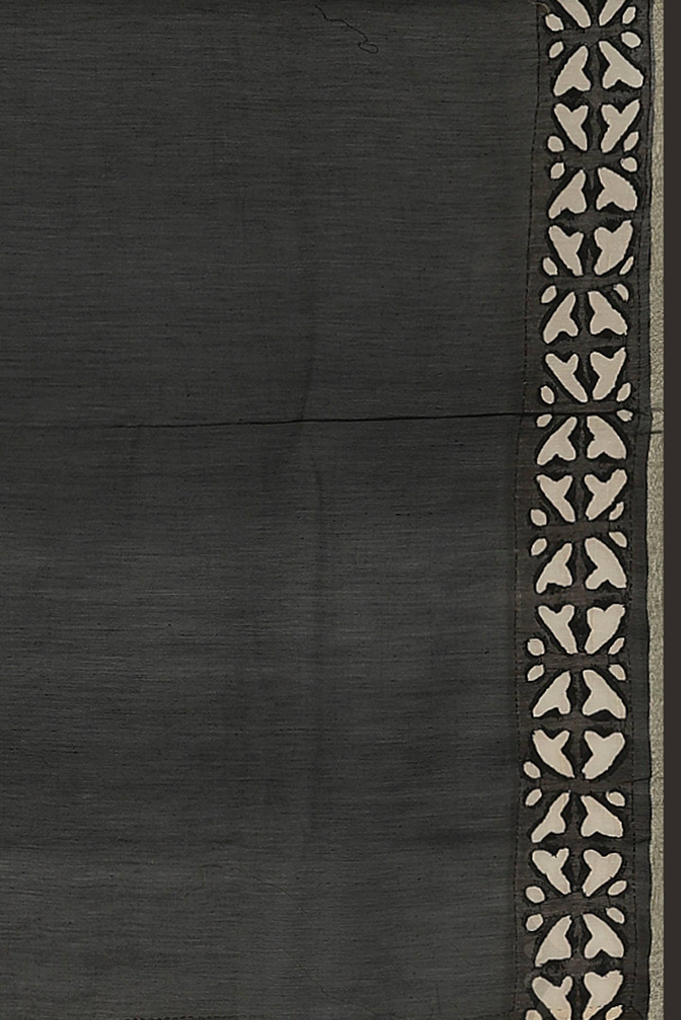 Black Chanderi Silk Cotton Saree