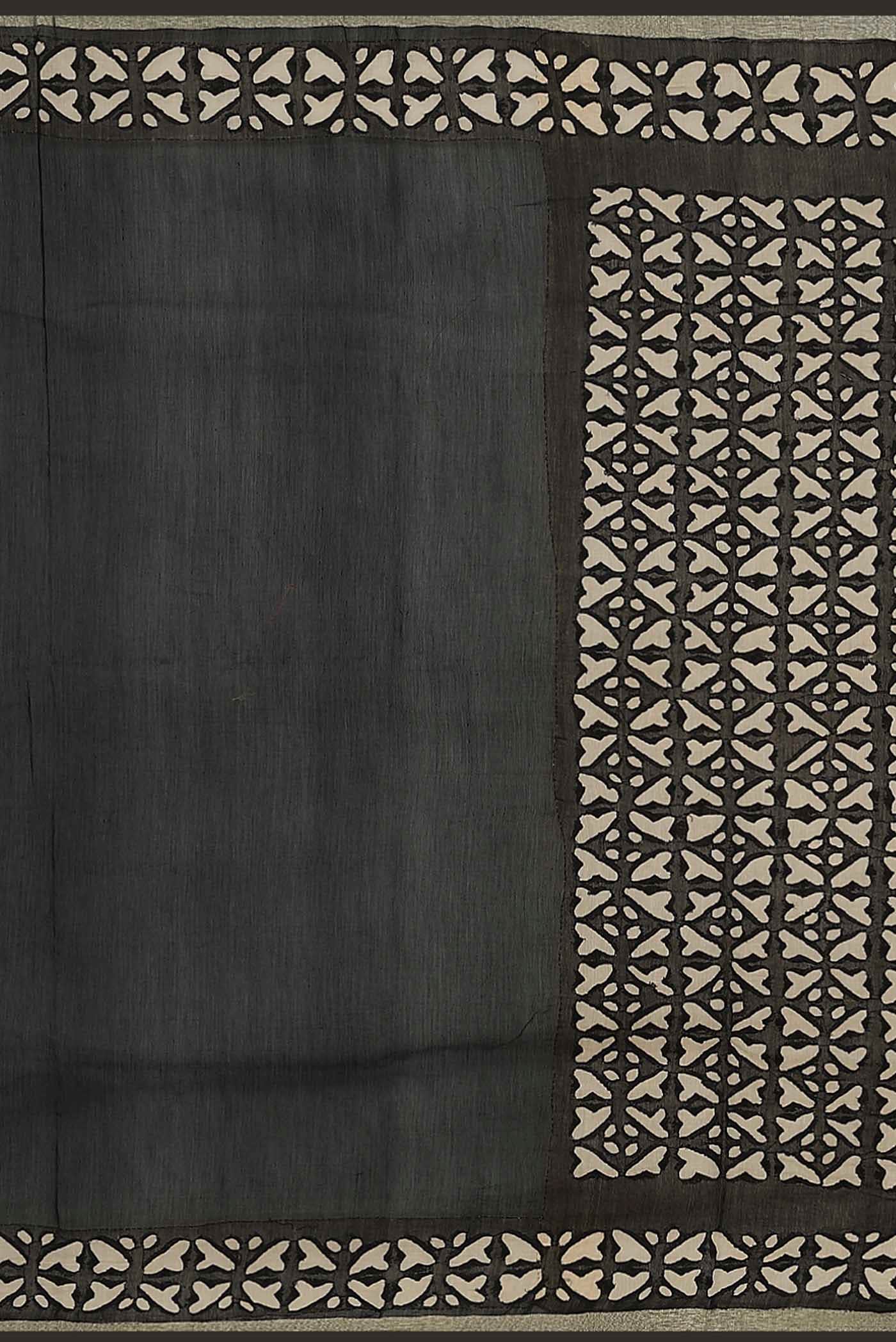 Black Chanderi Silk Cotton Saree
