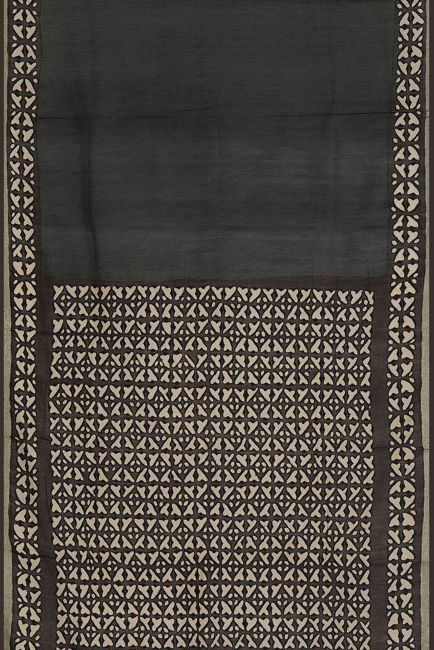 Black Chanderi Silk Cotton Saree
