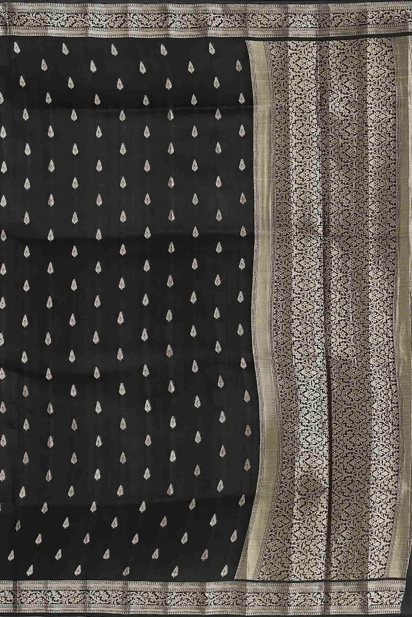 Black Mysore Crepe Saree