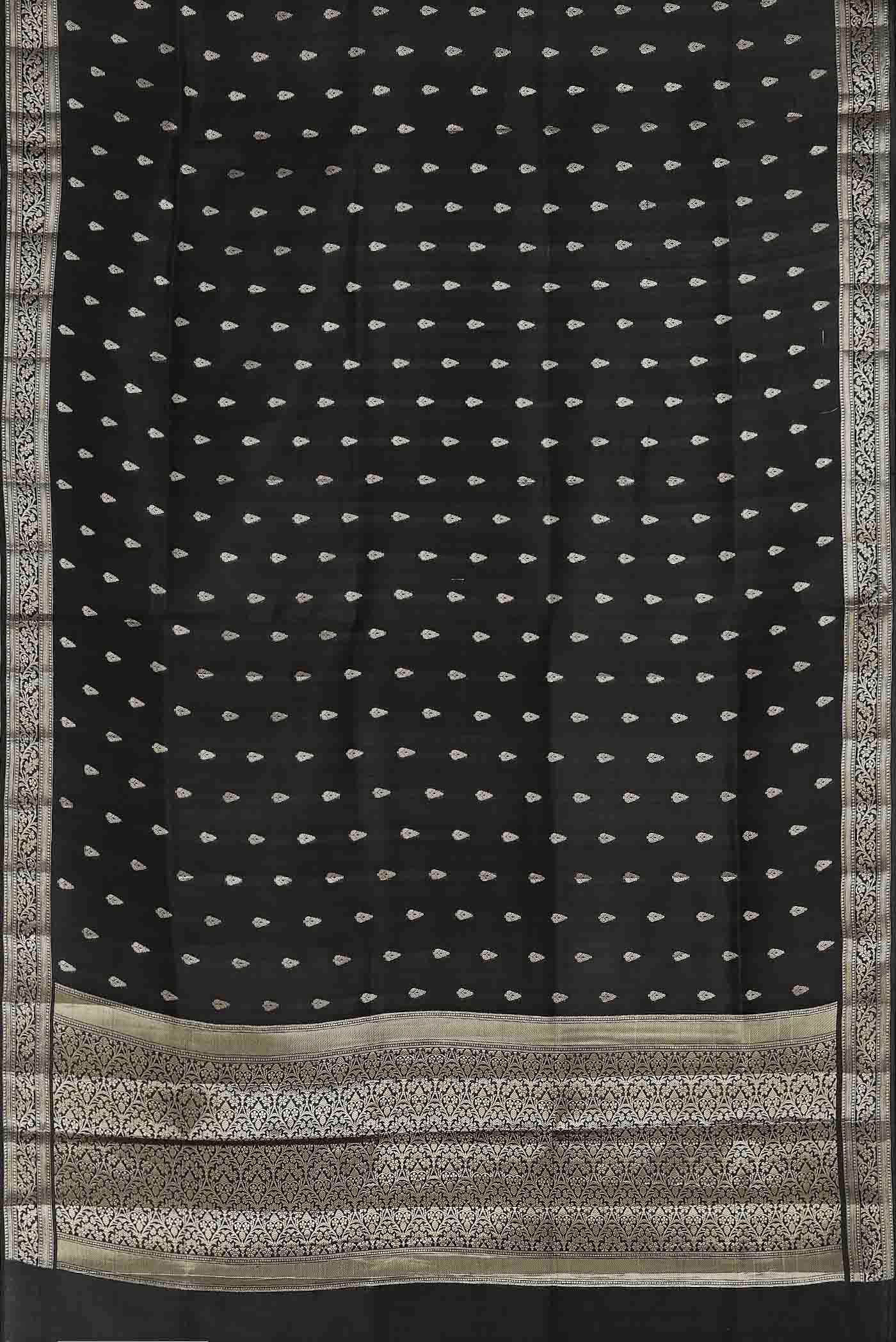 Black Mysore Crepe Saree