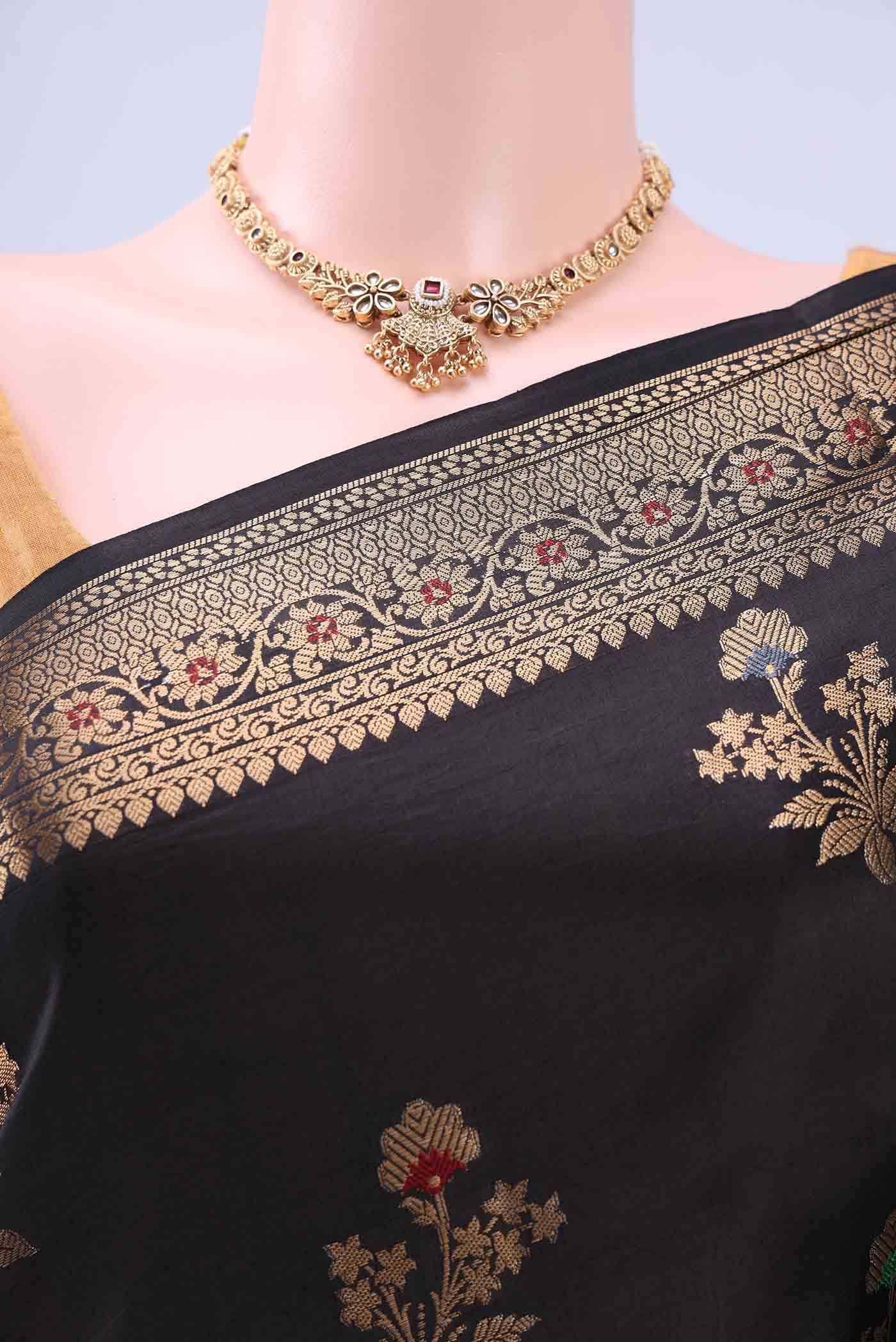 Black Banarasi Silk Saree