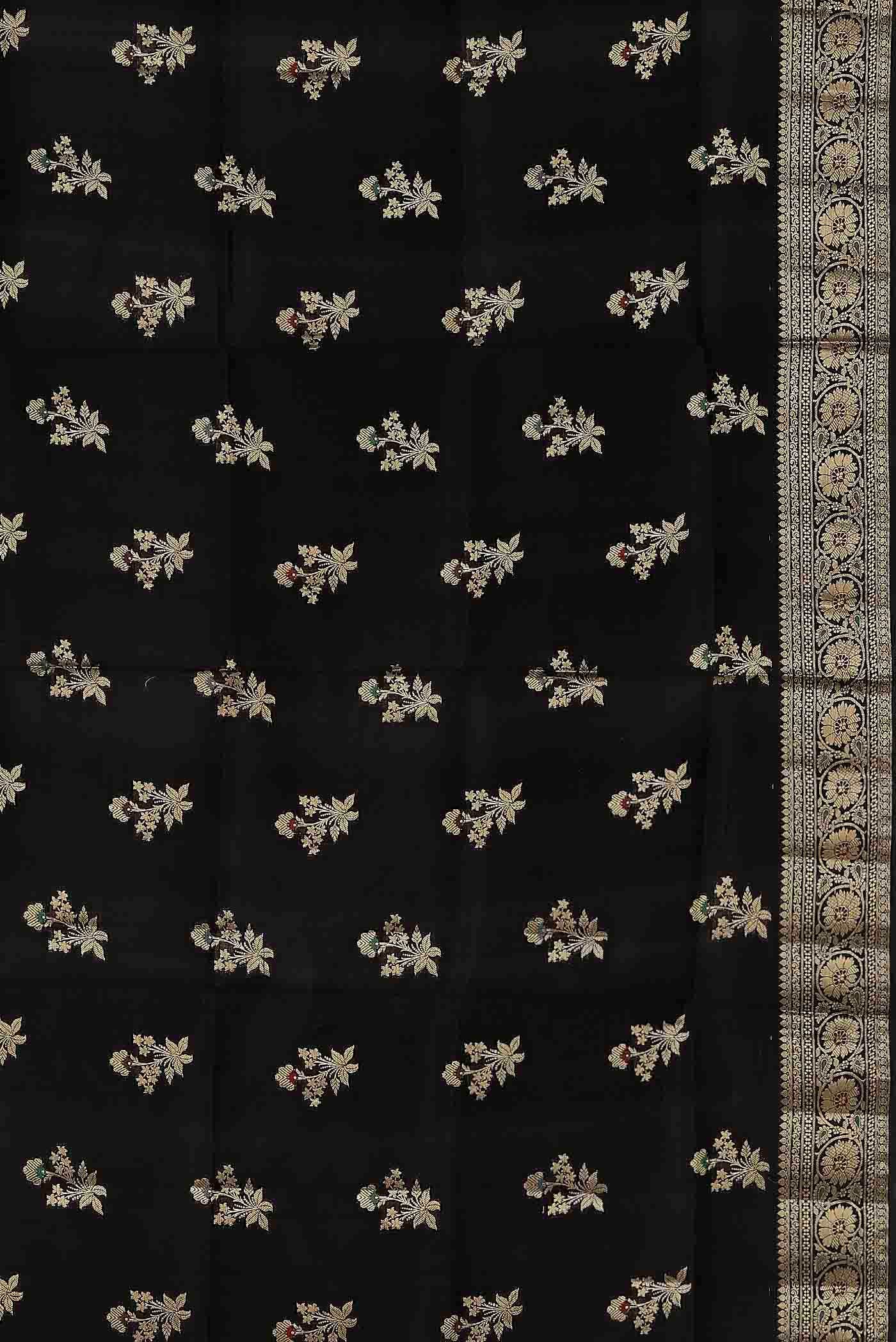 Black Banarasi Raw Silk Saree