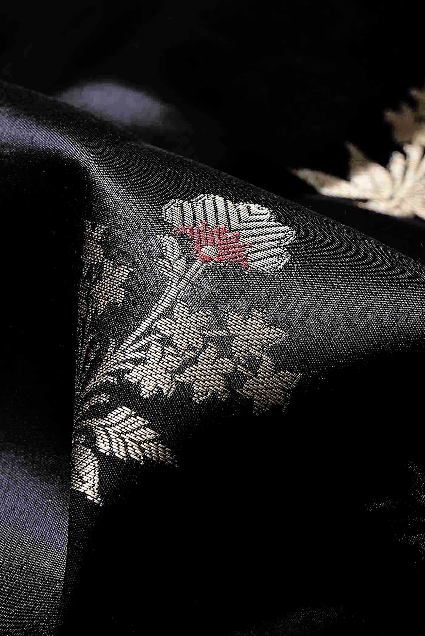 Black Banarasi Raw Silk Saree