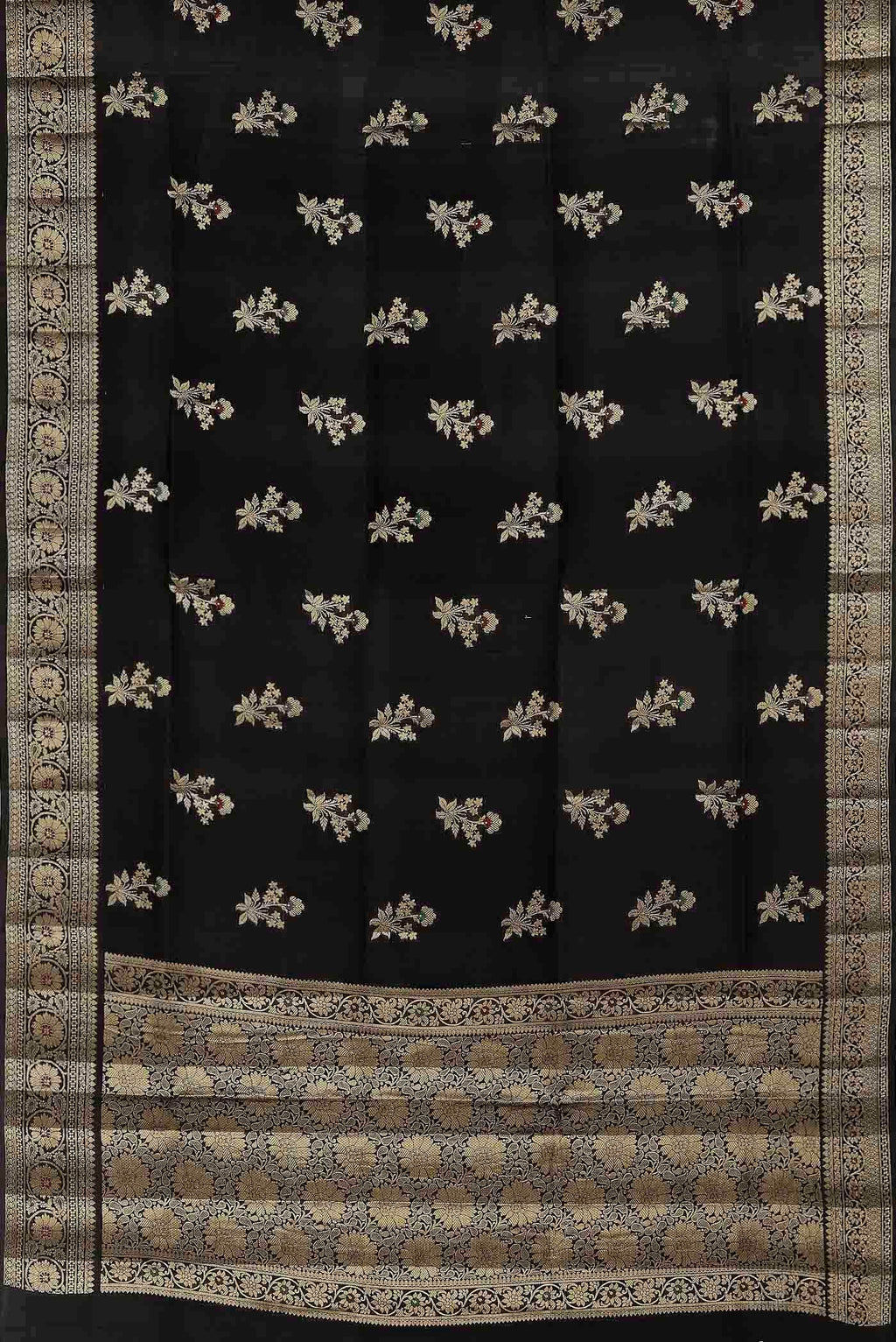 Black Banarasi Raw Silk Saree