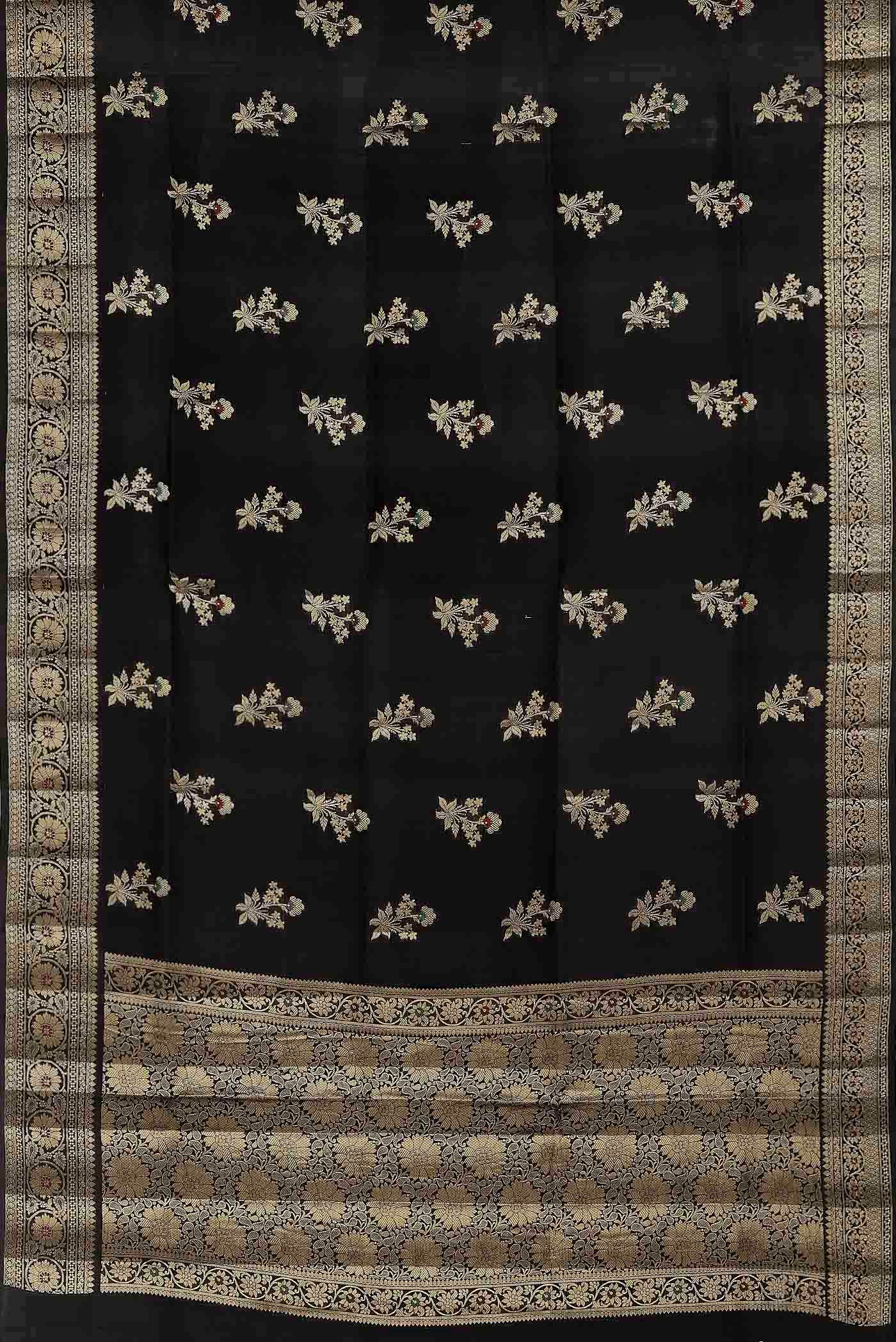 Black Banarasi Raw Silk Saree