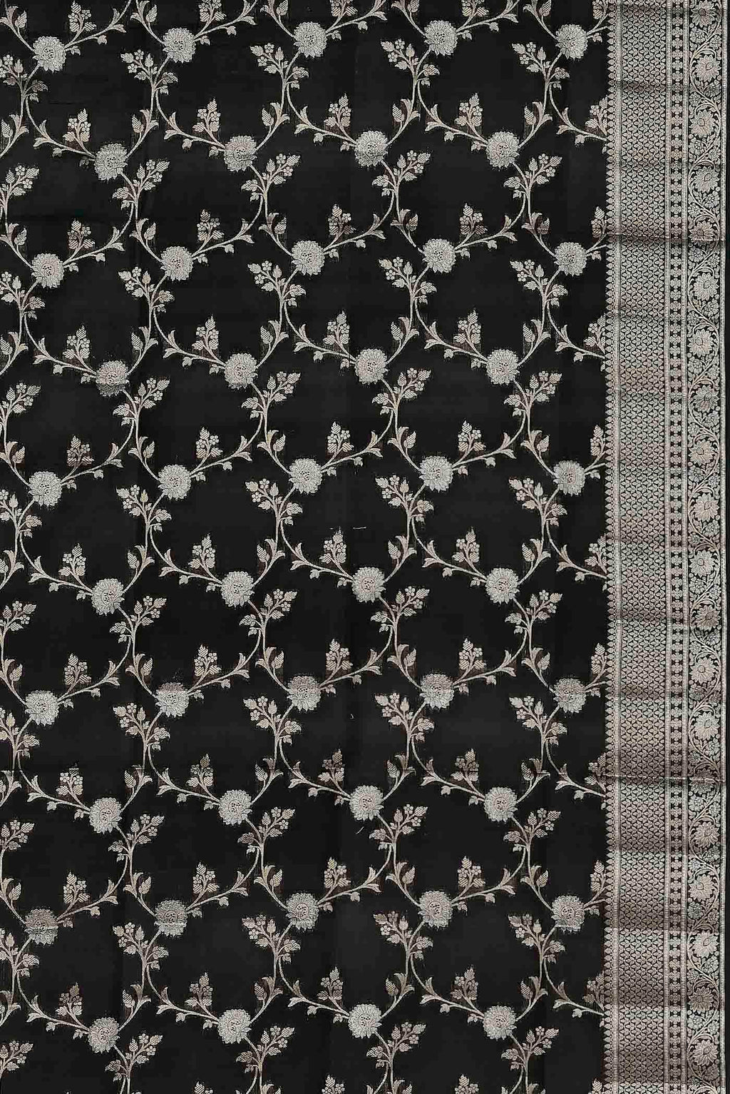 Black Banarasi Raw Silk Saree