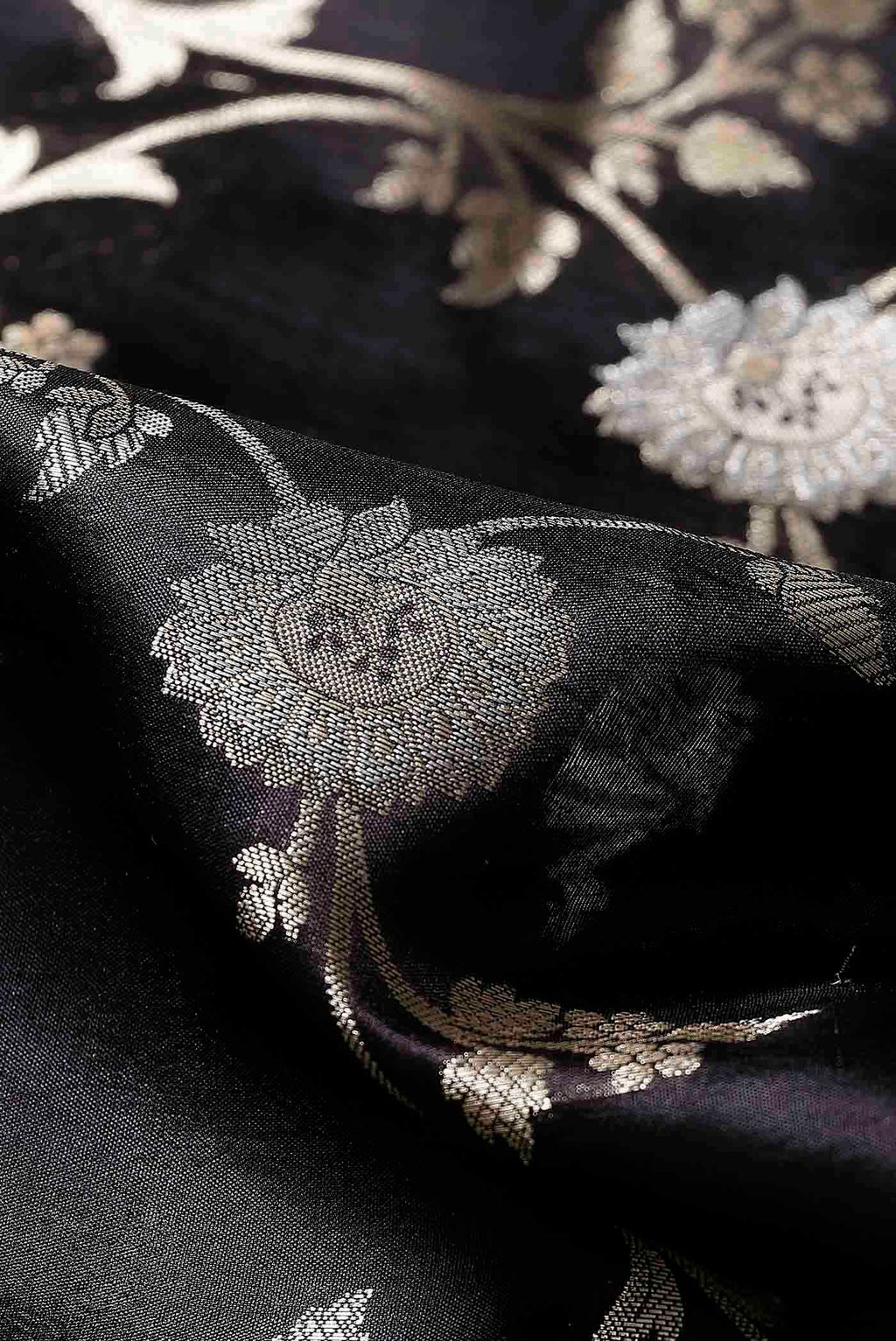 Black Banarasi Raw Silk Saree