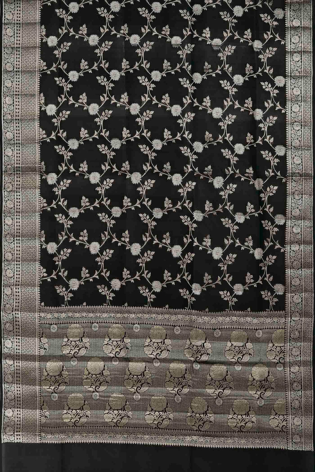 Black Banarasi Raw Silk Saree