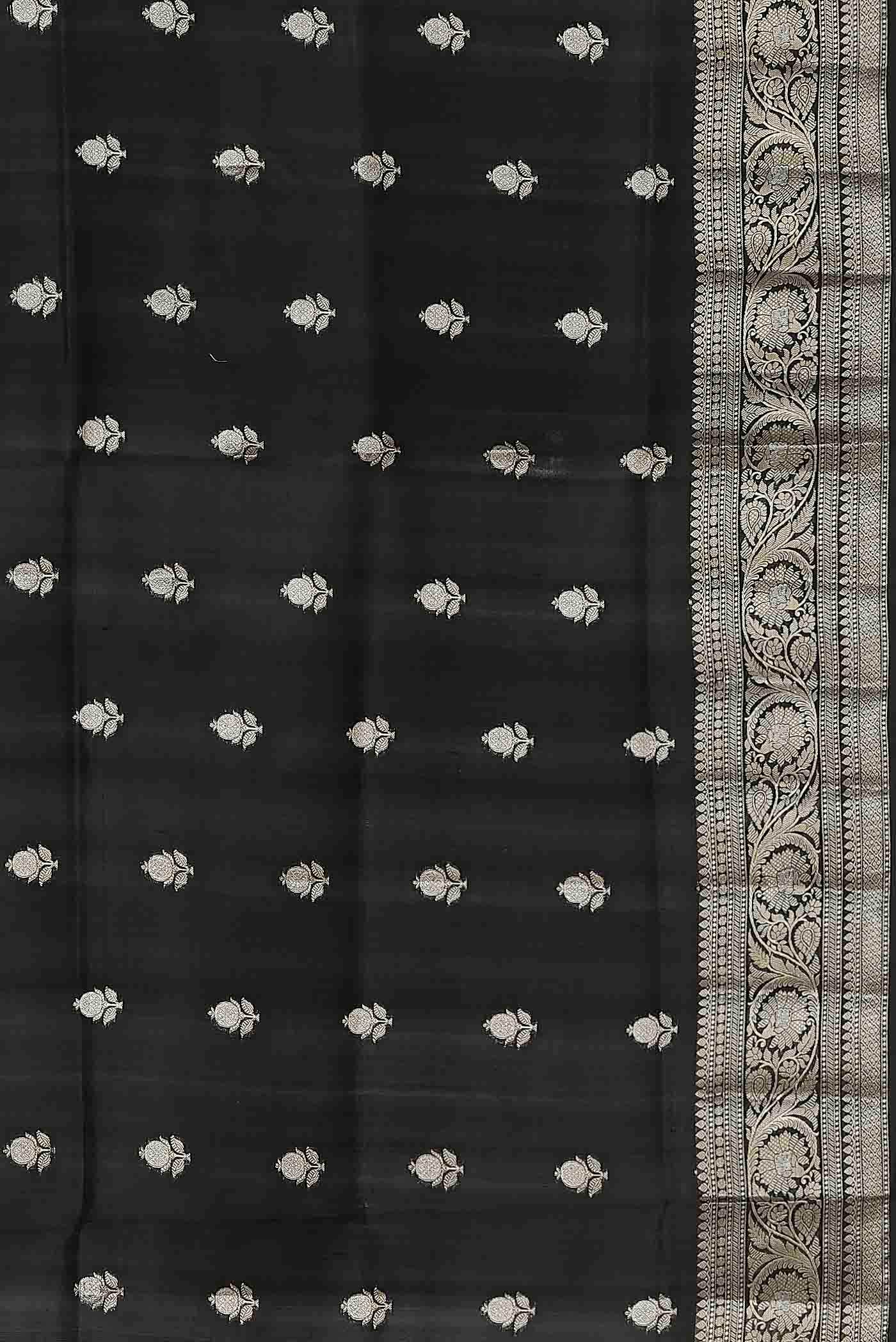 Black Banarasi Raw Silk Saree