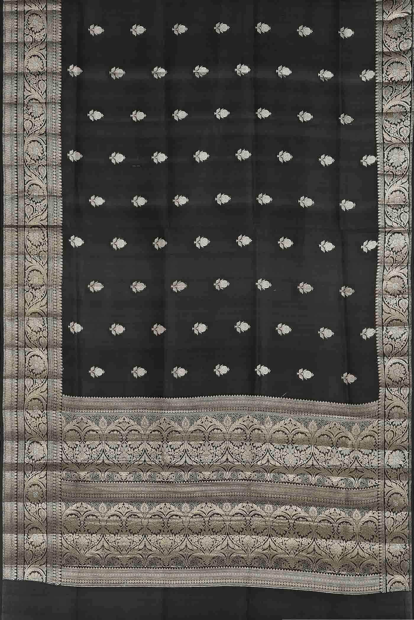 Black Banarasi Raw Silk Saree
