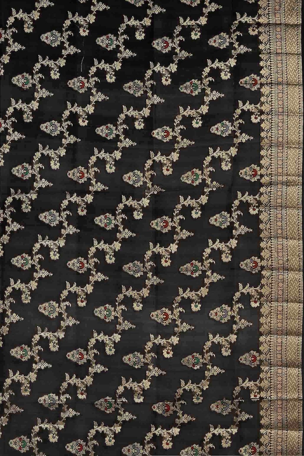 Black Banarasi Raw Silk Saree