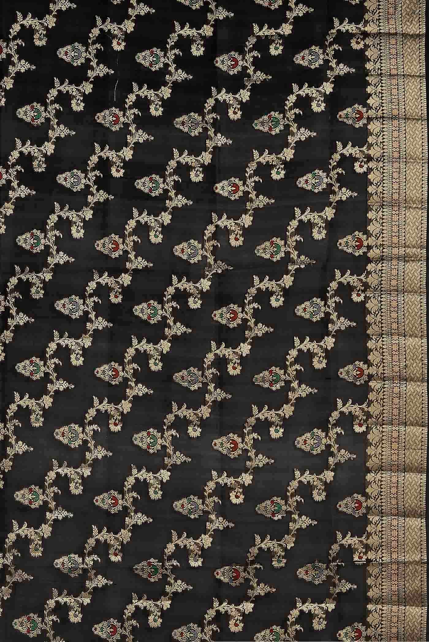 Black Banarasi Raw Silk Saree