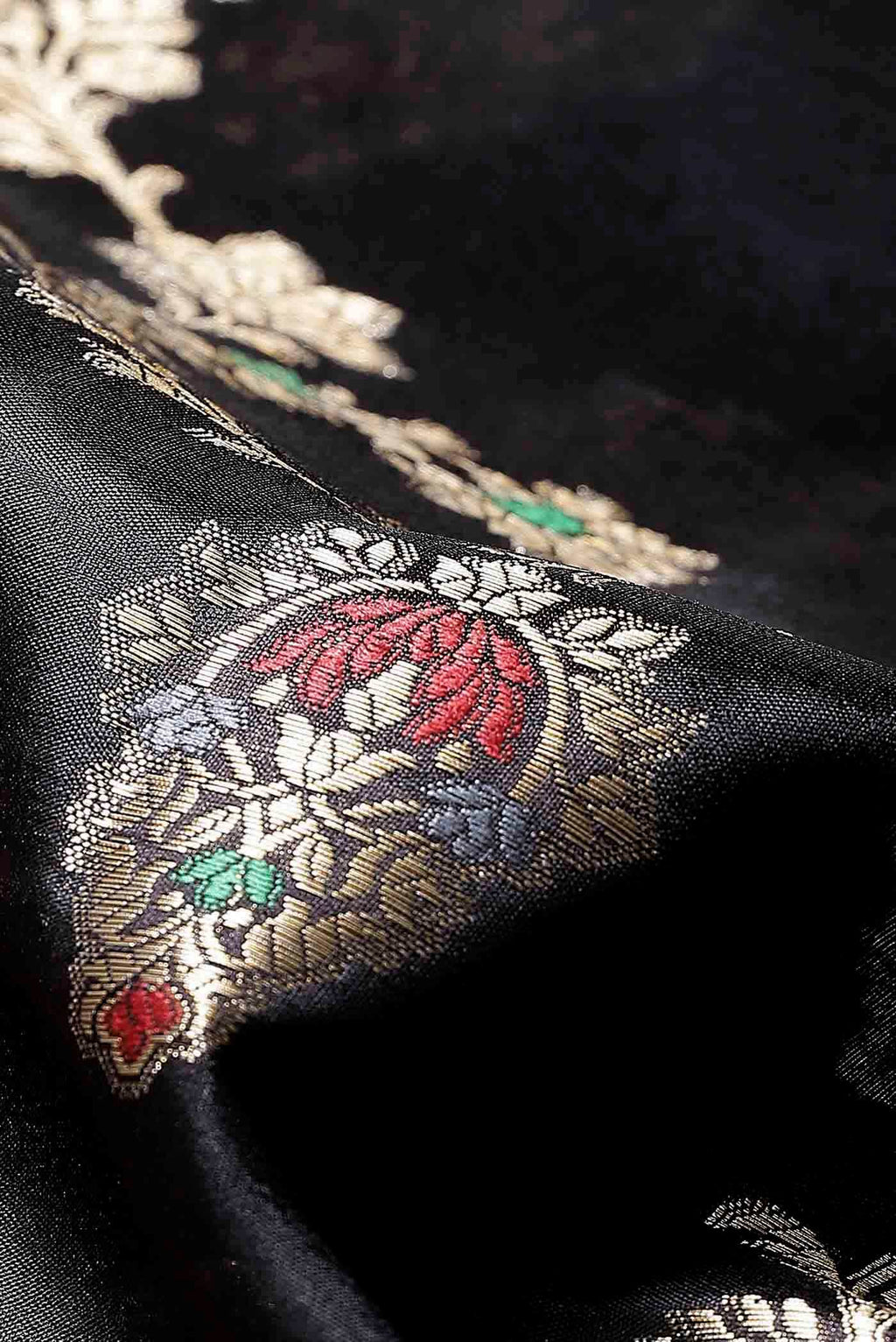 Black Banarasi Raw Silk Saree