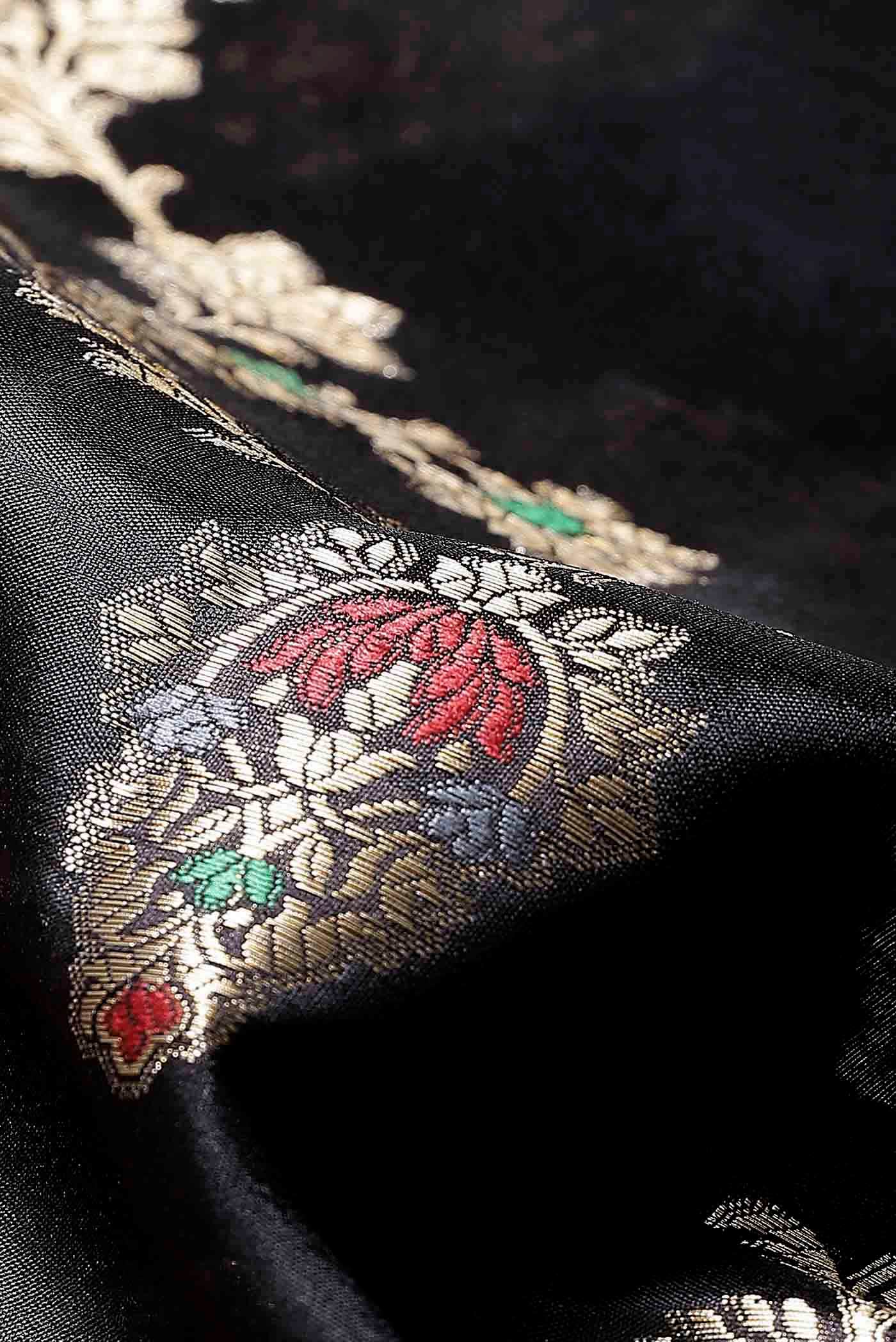 Black Banarasi Raw Silk Saree