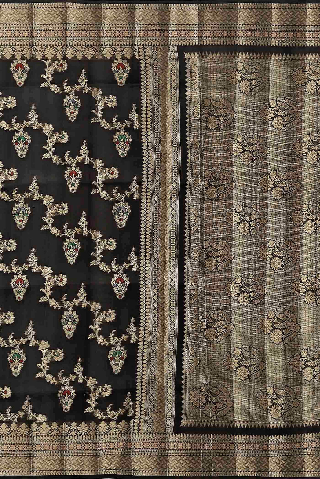Black Banarasi Raw Silk Saree