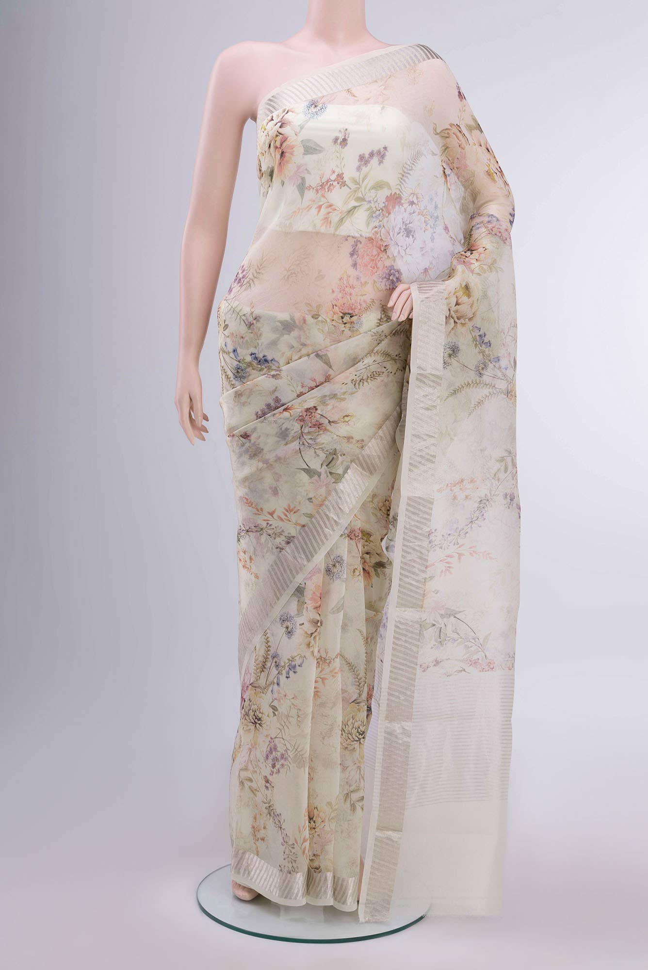 Off White Organza Silk Saree