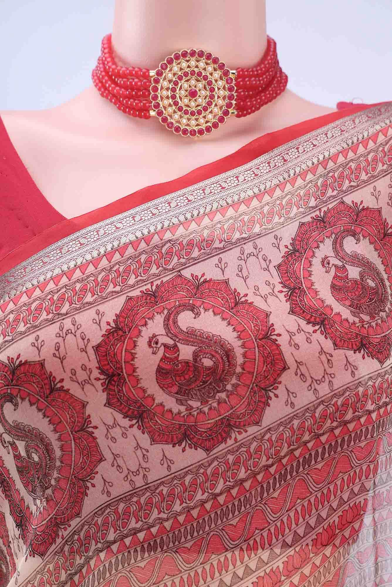 Dark Beige Organza Silk Saree